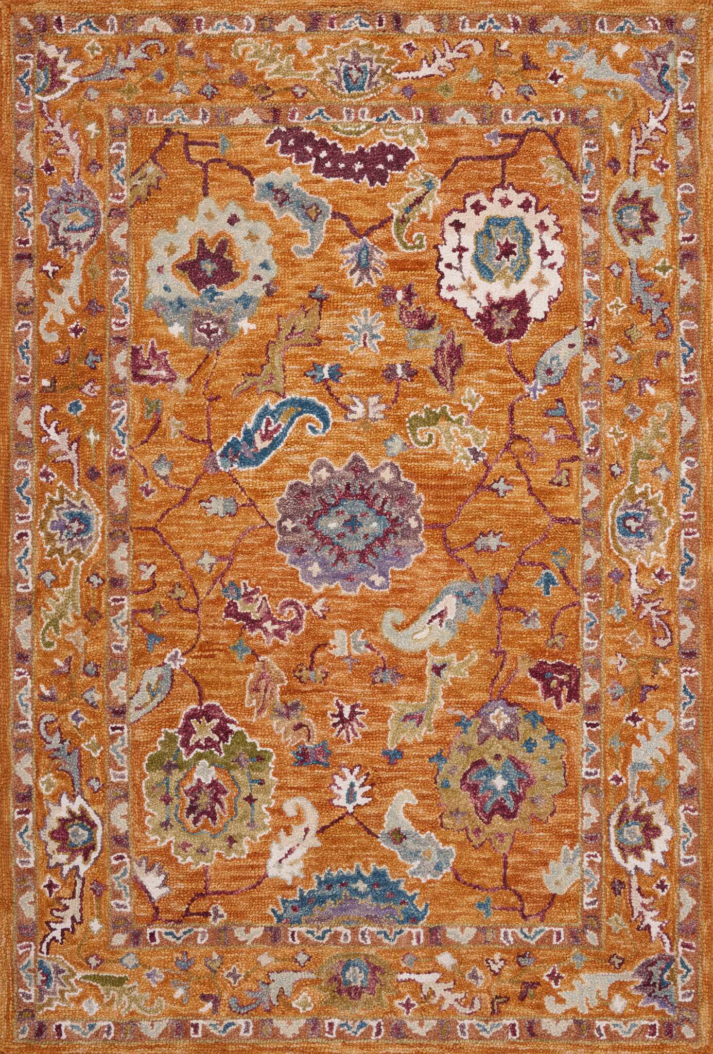 Loloi Padma Collection - Transitional Hooked Rug in Orange (PMA-01)