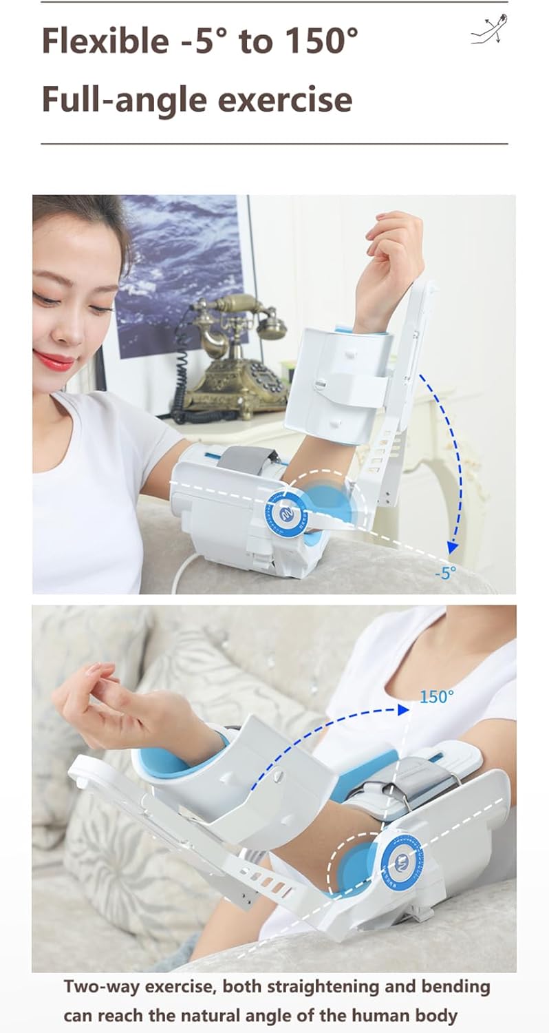 Electric Elbow Joint Rehabilitation Device with Smart Remote Control, Elbow Brace Arm Exerciser, -5°~150° Full-Angle Flexion Extension Training Equipment, for Men, Women, Etc.