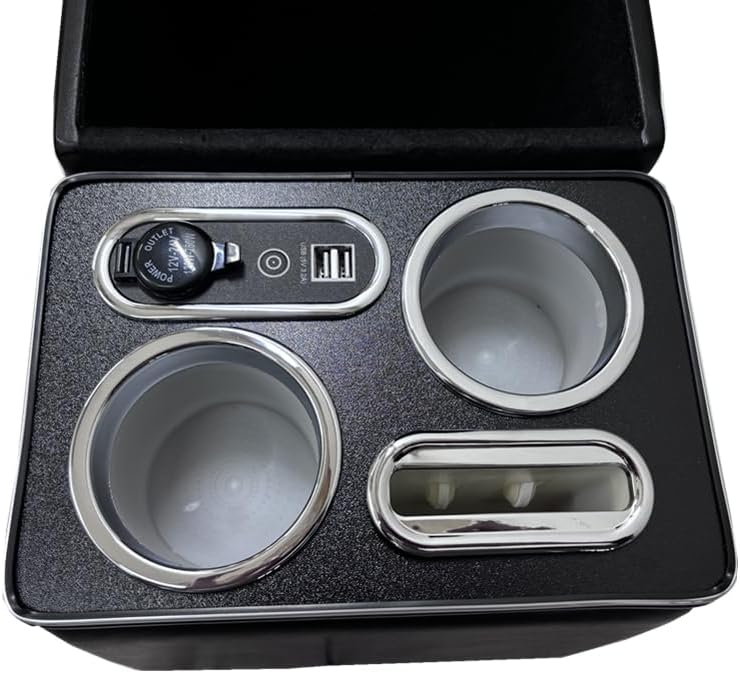 Car Center Console, Universal Rear Bench Seat Consoles, Central Armrest Box Back Seat Storage Box with Cup Holder, Supports Wireless Charging for Mobile Phones Black