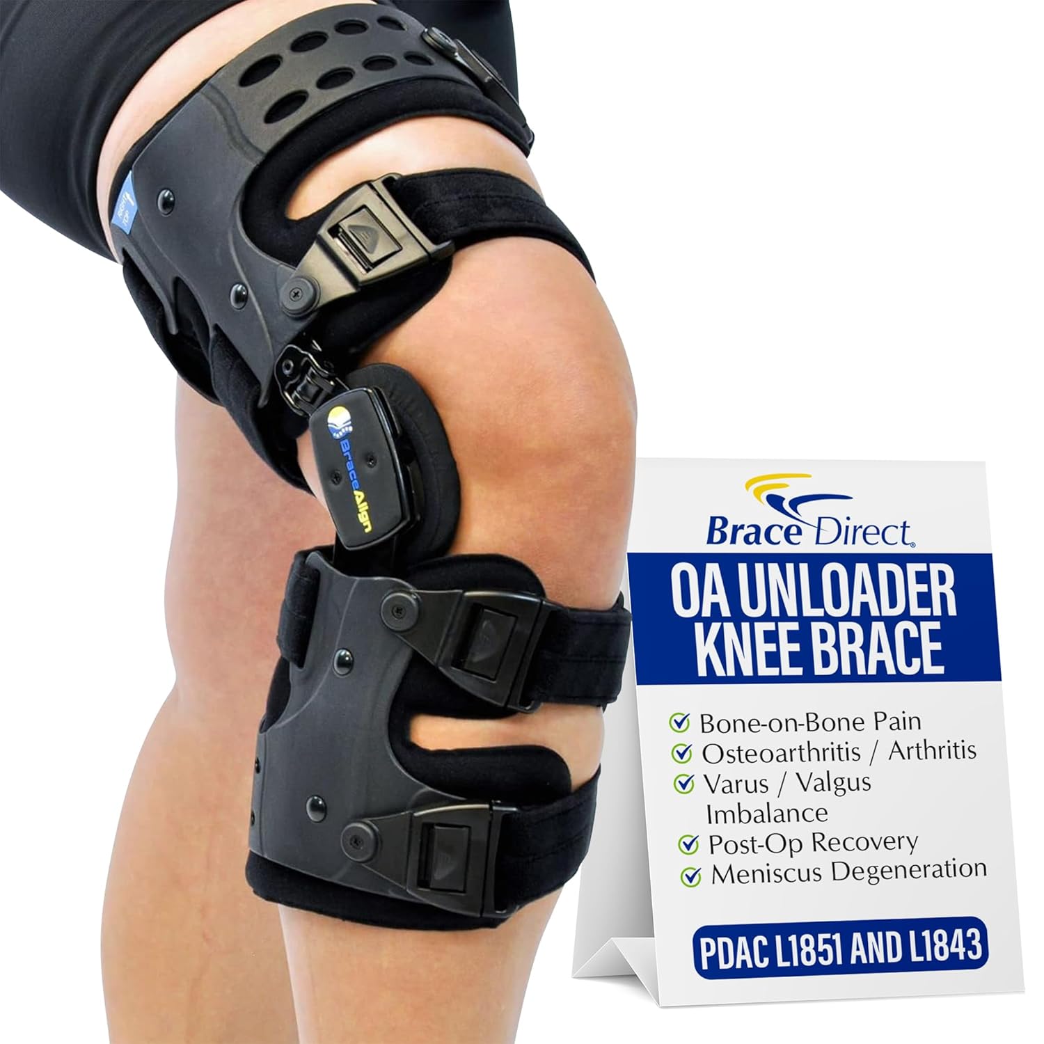 OA ROM Unloader Knee Brace - Adjustable Offloading for Degenerative Joint Disease and Osteoarthritis with Varus Valgus Correction L1843 L1851 (Right - Thigh up to 30 in)