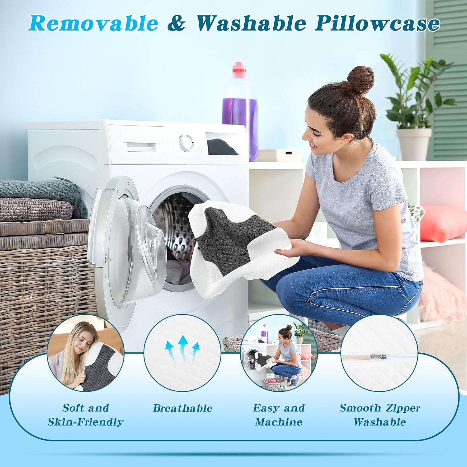 Side Sleeper Pillow with Arm Hole, Shoulder Relief System, Arm Pillow for Neck and Shoulder Pain, Premium Memory Foam, Suitable for Side, Back and Stomach Sleepers - Grey