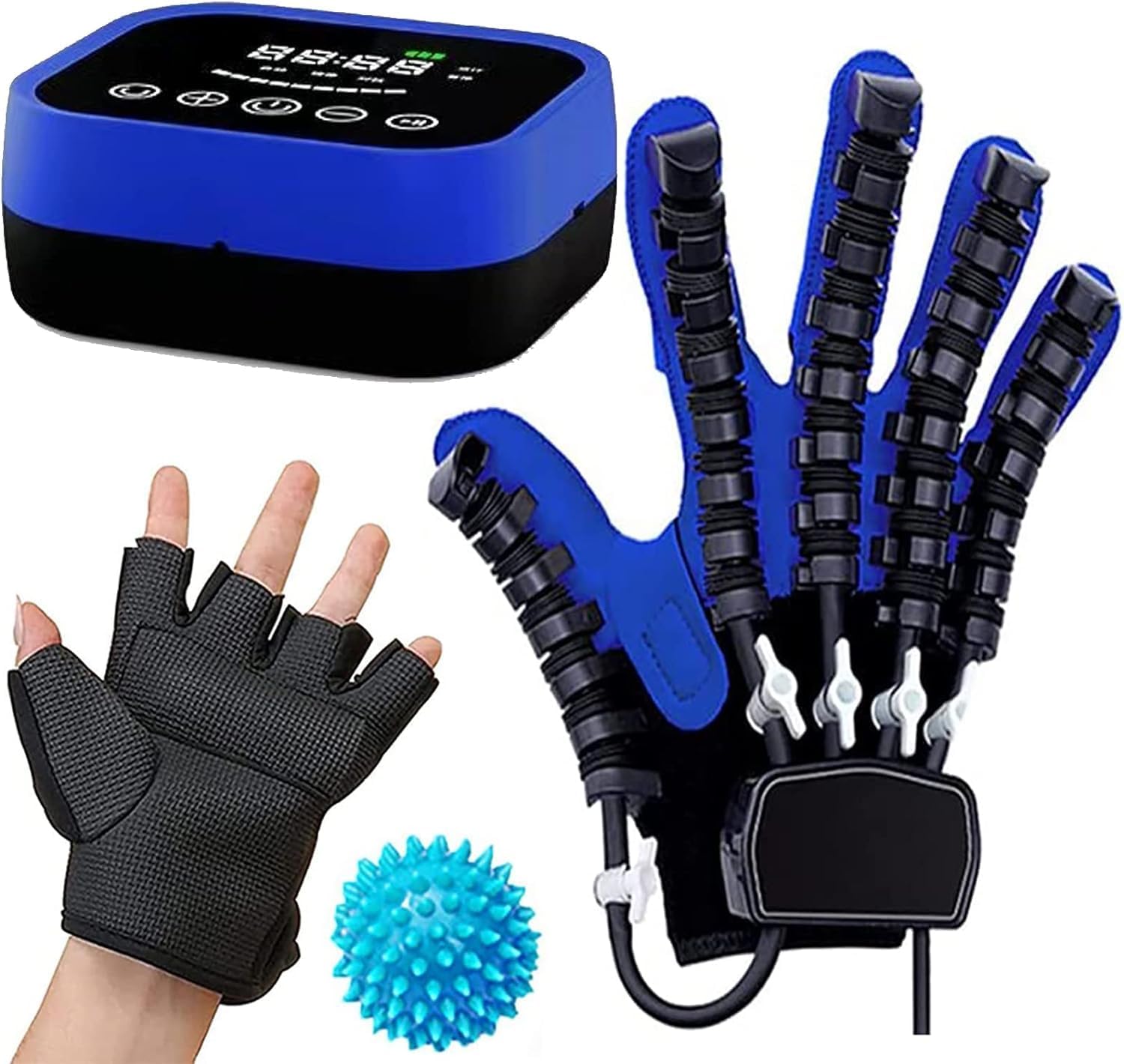 Rehabilitation Robot Gloves Hand Exercisers Stroke Recovery Therapy Equipment for Arthritis Hemiplegia and Stroke Patient (Blue, Right Hand M)