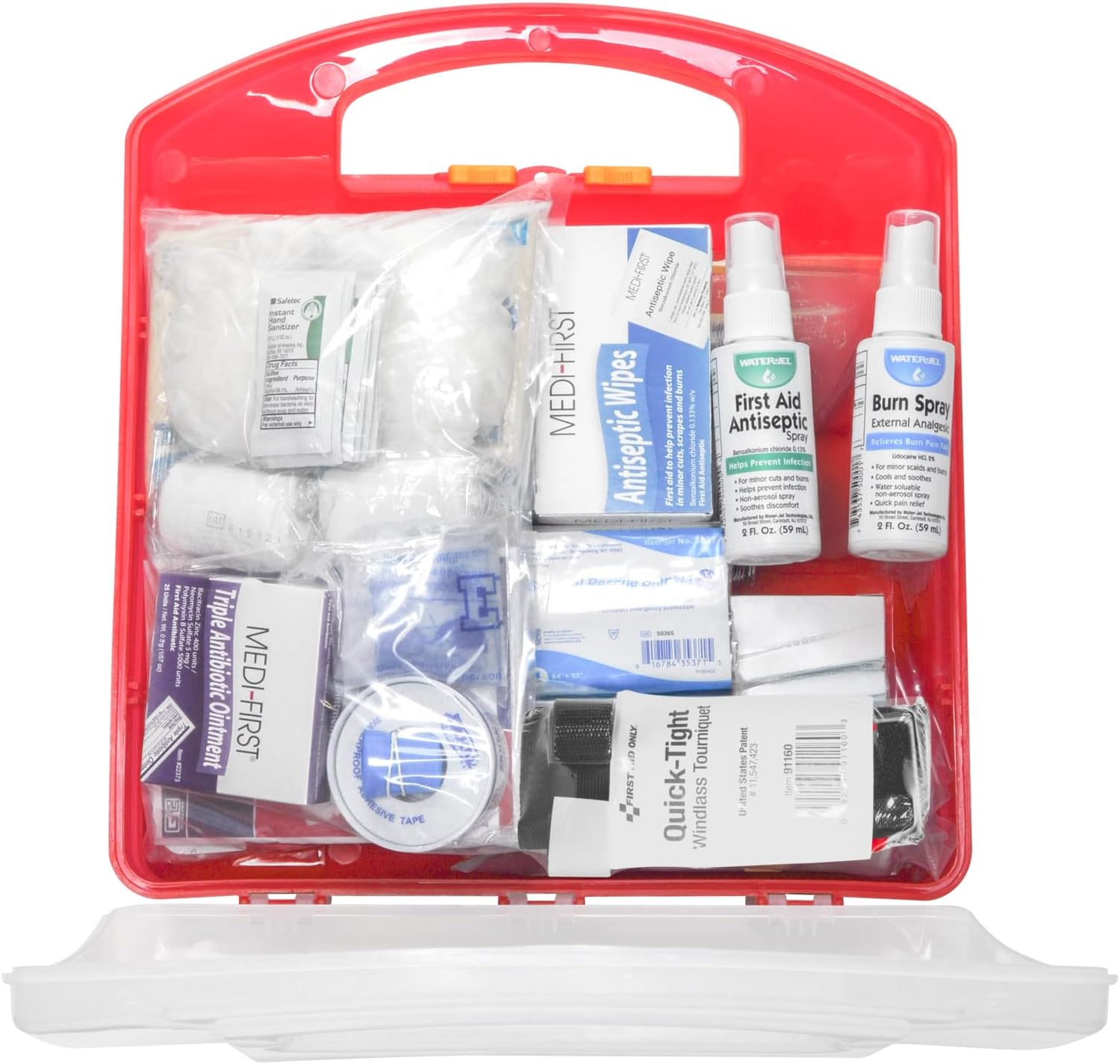 MFASCO ANSI Class B First Aid Kit - Durable Plastic First Aid Box for Business, Workplace Kit for Home - Fully Stocked with Essential Supplies for Safety & Emergencies, Economical Kit Box
