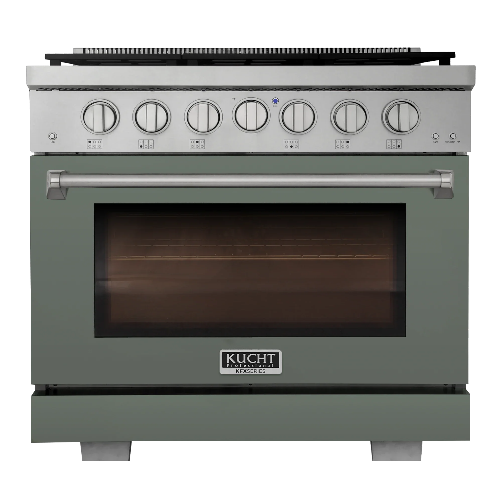 Kucht Professional 36-Inch 5.2 cu. ft. Gas Range in Olive Green with True Simmer Burners (KFX3600X-G)