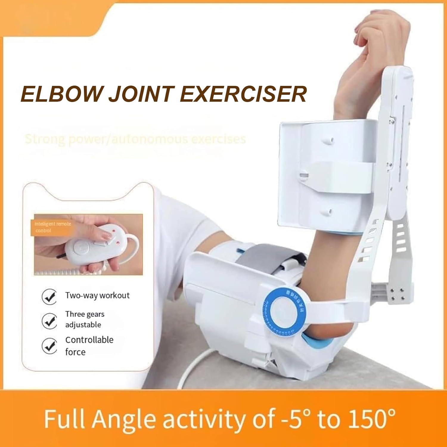 Brace Household Electric Elbow Joint Flexion Extension Trainer, Wireless Intelligent Key Control, Two-Way Exercise 5-150°, for Upper Limb Rehabilitation After