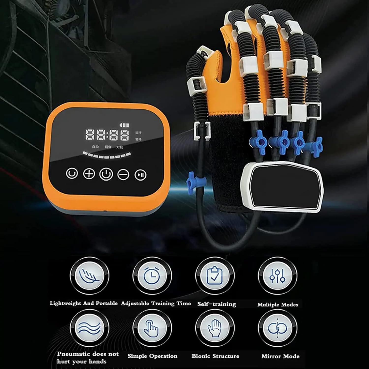 Hand Pneumatic Rehabilitation Robot Gloves Finger Training Stroke Hand Splint Finger Orthosis Functional Hand Splint for Long-Term Relief(Size:M Code,Color:Right Hand)