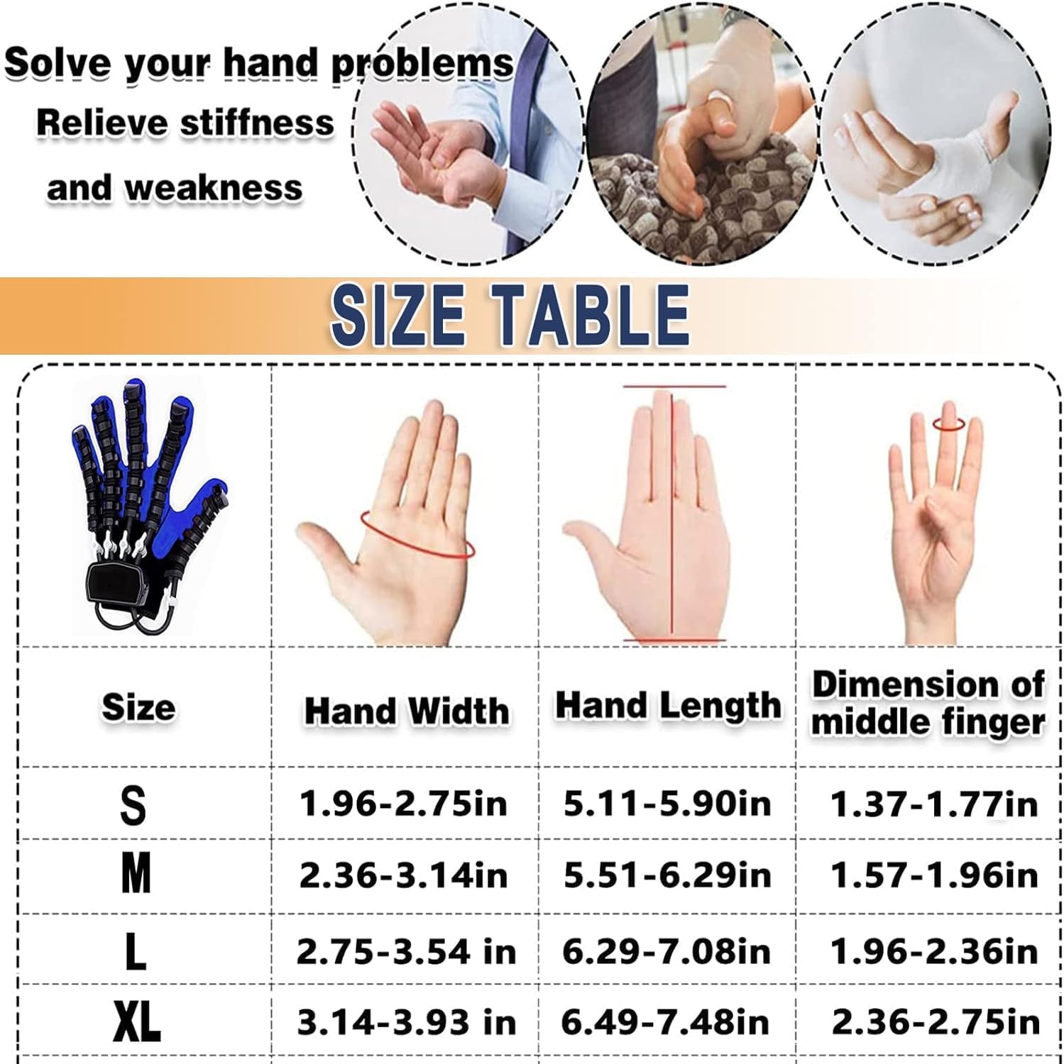 Rehabilitation Robot Gloves Hand Exercisers Stroke Recovery Therapy Equipment for Arthritis Hemiplegia and Stroke Patient (Blue, Right Hand M)