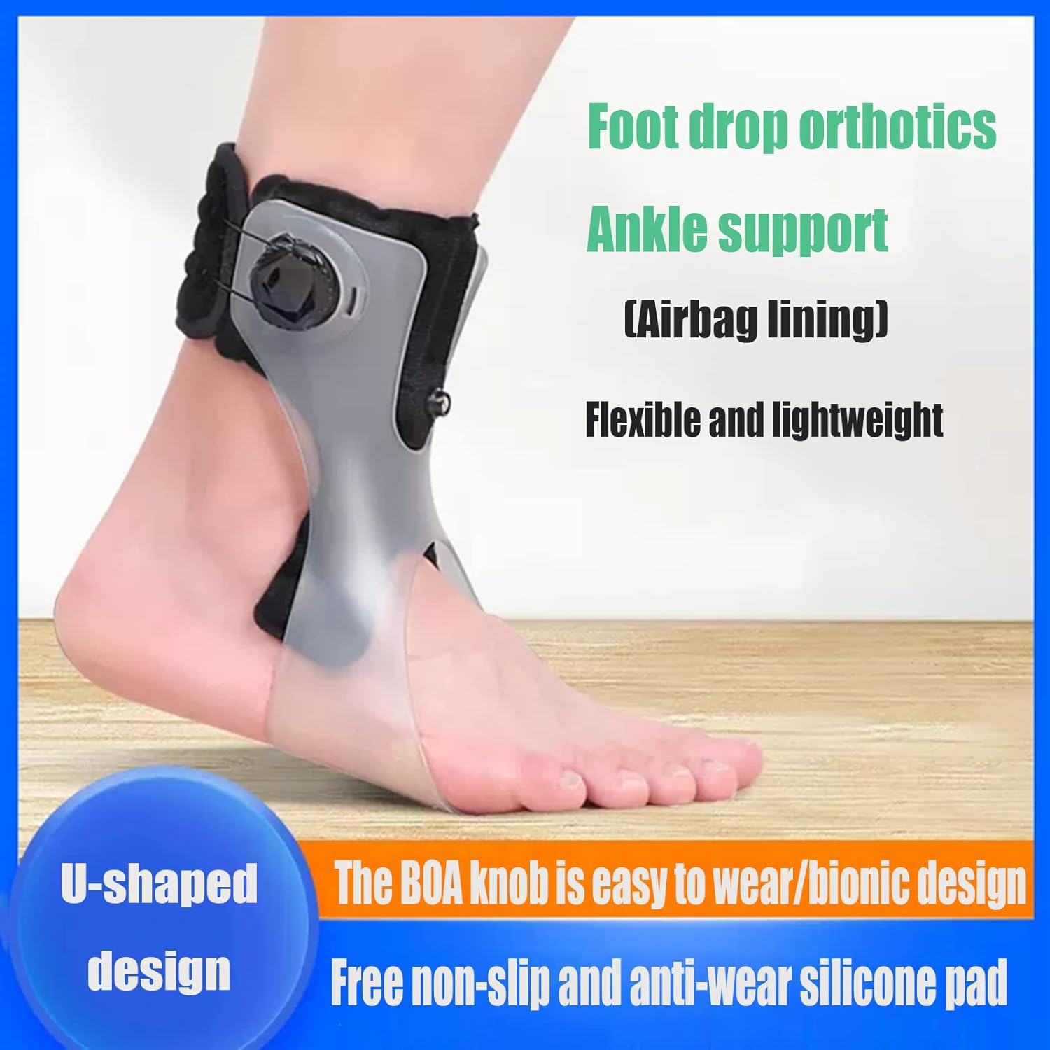 SFKLYU AFO Drop Foot Brace Orthosis Ankle Brace Support Drop Foot Brace for Walking Improve Walking Gait for Hemiplegia Stroke Shoes,B/left,M