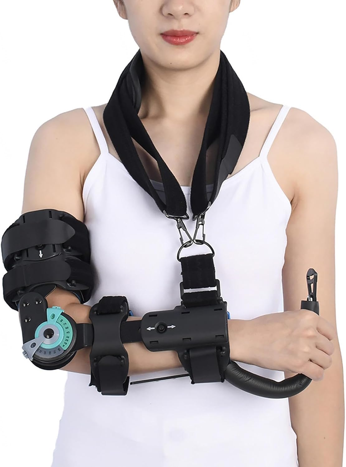 Hinged Elbow Brace,Adjustable Post Op ElbowStabilizer Splint Orthosis,for Arm Injury Recovery Support After Surgery,Sleep Support Brace for Dislocated Arm Ligament and Tendon Repairs,Left