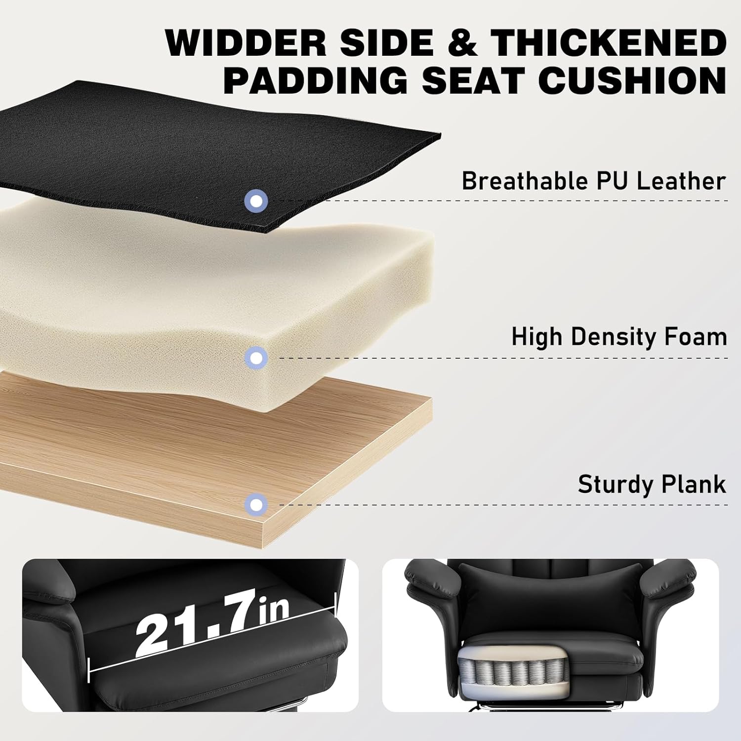 Big Tall Executive Office Chair with Footrest 400lbs, High Back Ergonomic Gaming Chair, Premium PU Leather with Adjustable Lumbar Support Double-Layered Armrests,Black