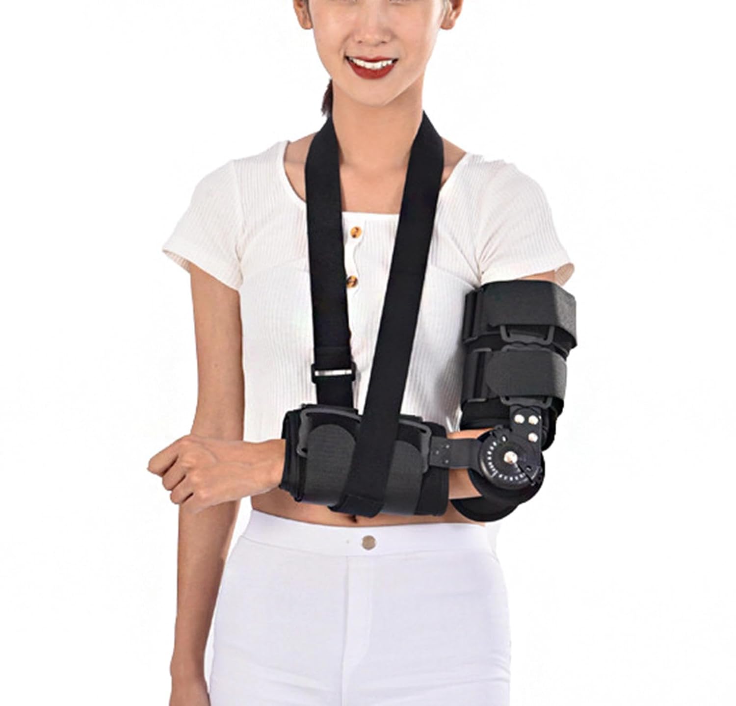 Adjustable ROM Elbow Brace Support Hinged Support Sling Stablizer Post Op Elbow Stabilizer Splint Arm Injury Recovery Support After Surgery for Tendonitis, Arthritis and Pa(Left