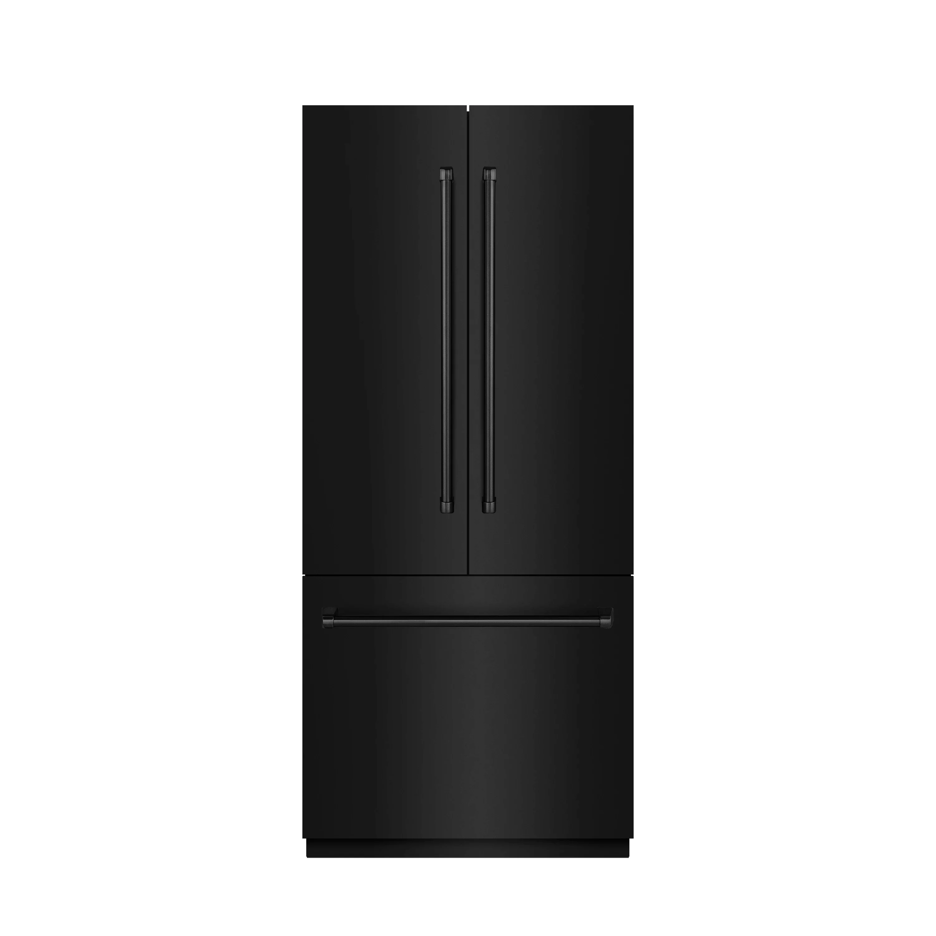ZLINE 36-Inch 19.6 Cu. Ft. French Door Built-In Bottom Freezer Refrigerator with Water Dispenser and Ice Maker in Black Stainless Steel with Graphite Gray Interior (GRBIV-BS-36)