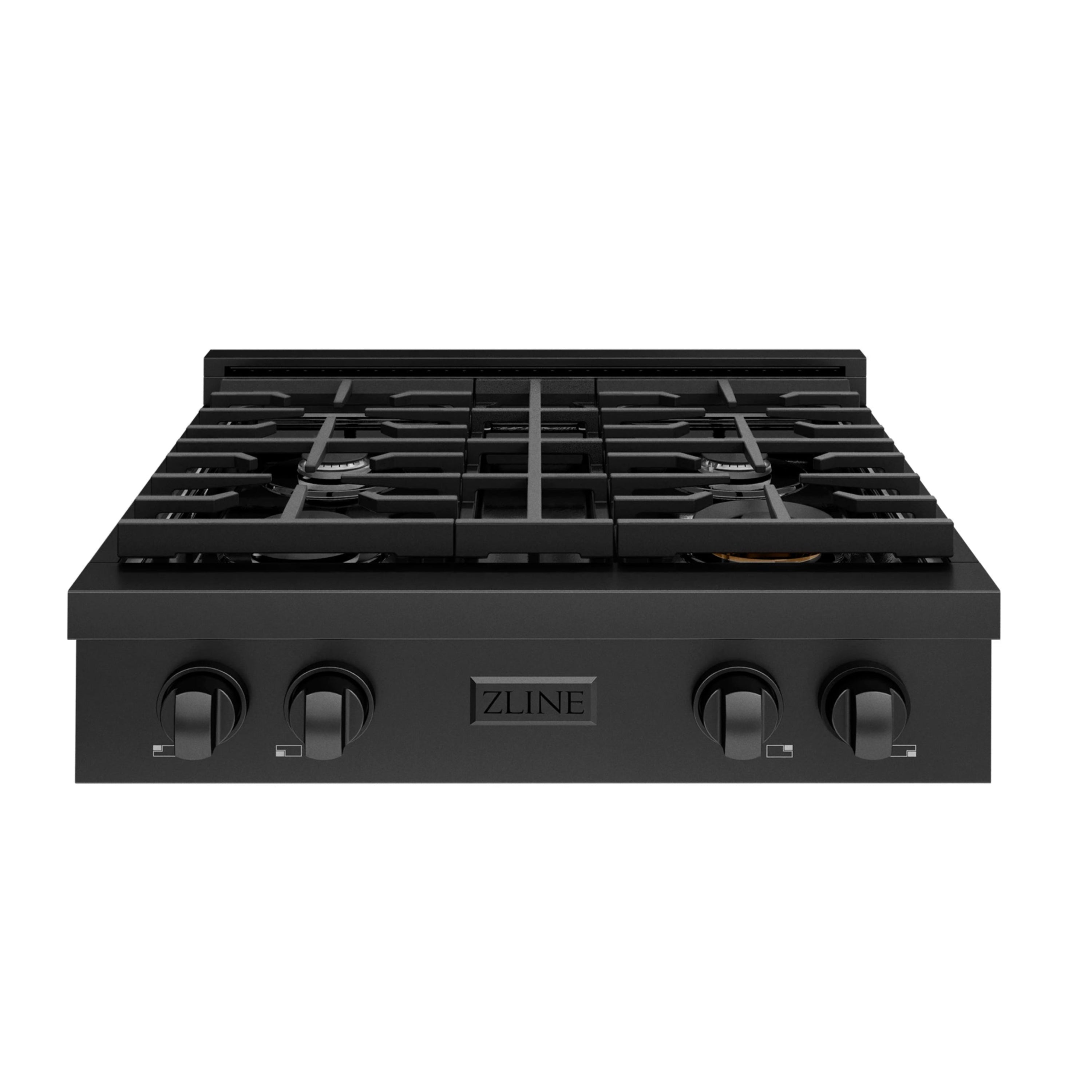 ZLINE Paramount 30-Inch Gas Rangetop with 4 Burners and Porcelain Cooktop in Black Stainless Steel (SRTB-30)