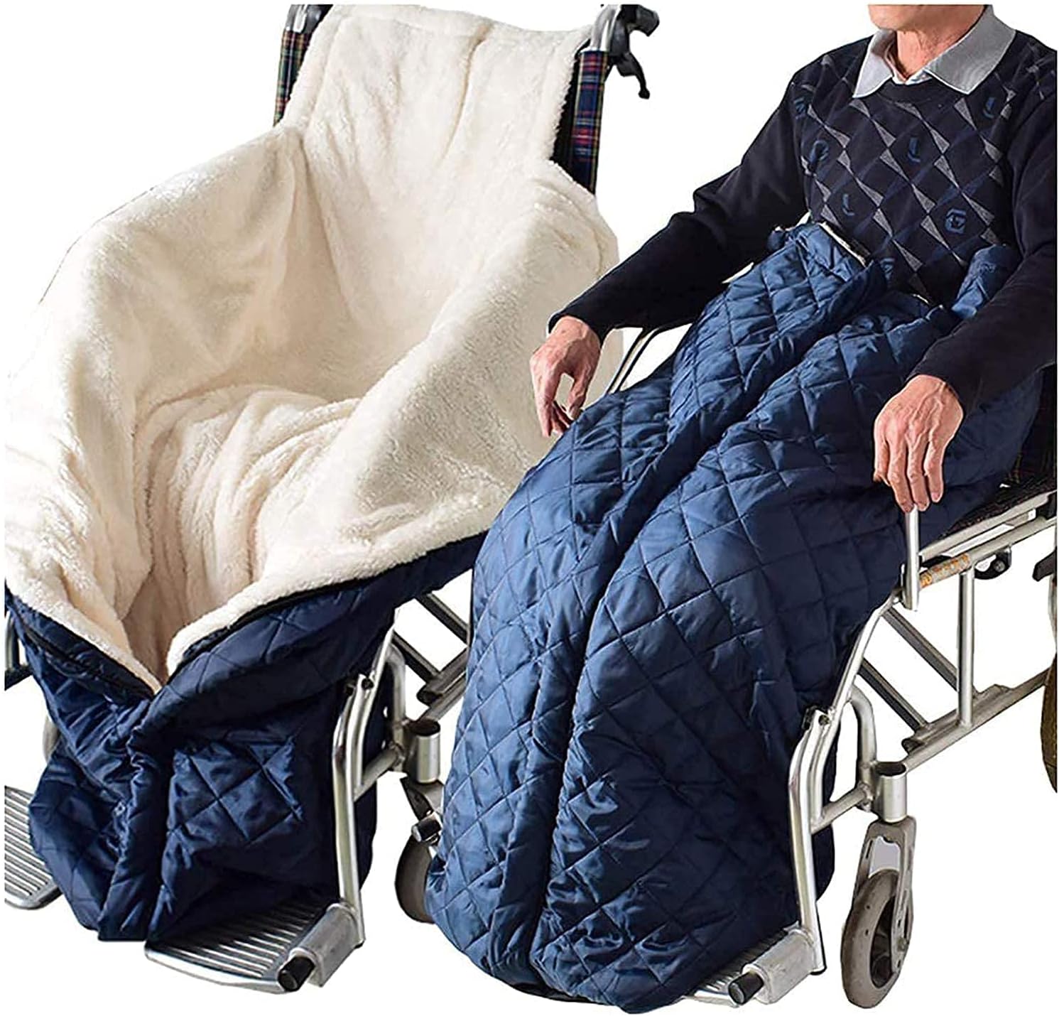 Wheelchair Blanket Wheelchair Windproof Warm Blanket,Lightweight Wheelchair Blanket with Zipper and Villus,Siamese Semi-Wrapped Windproof Set for Elderly and Disabl