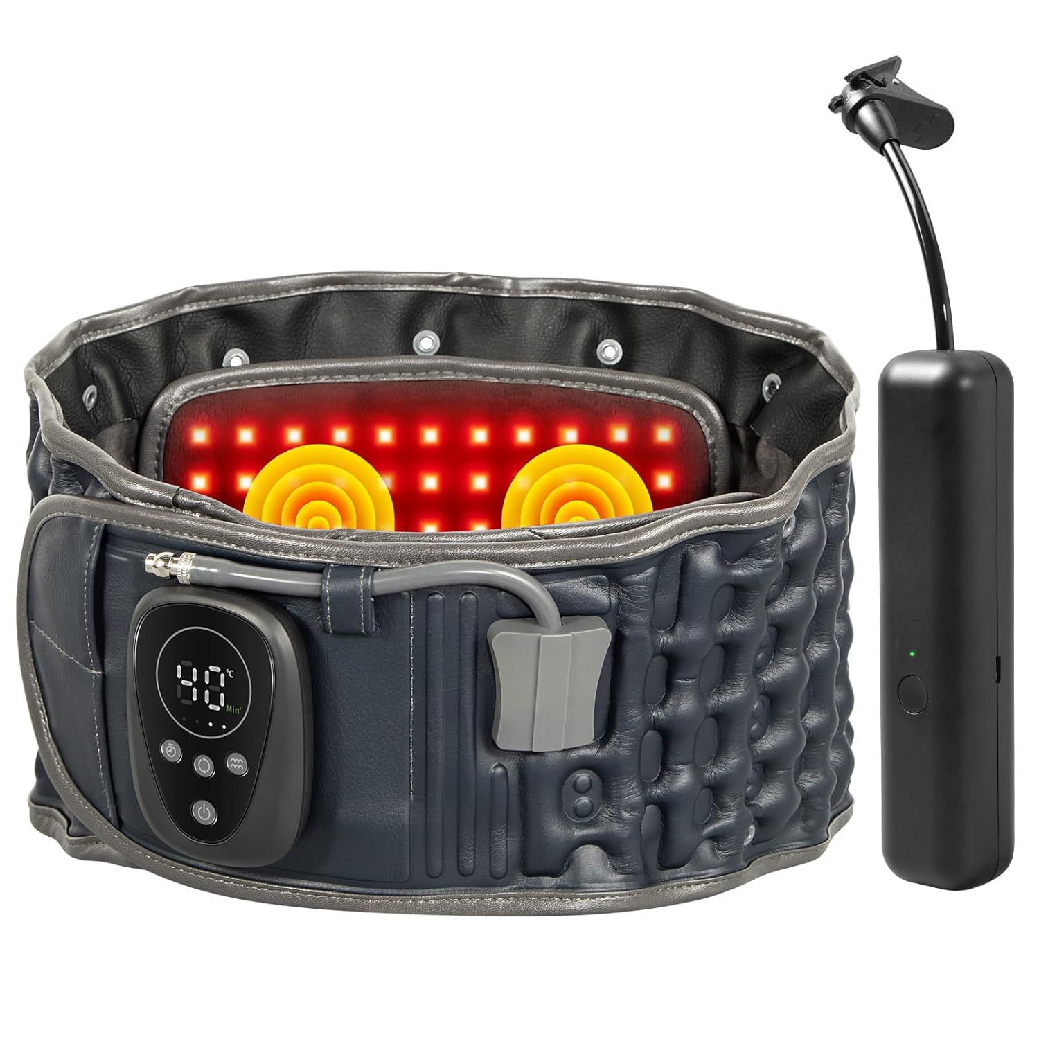 Red Light Therapy Decompression Back Belt with Heating, Vibration Massage & Electric Pump, Cordless Inflatable Back Brace for Lower Back Pain Relief, One Size Fits 29–49
