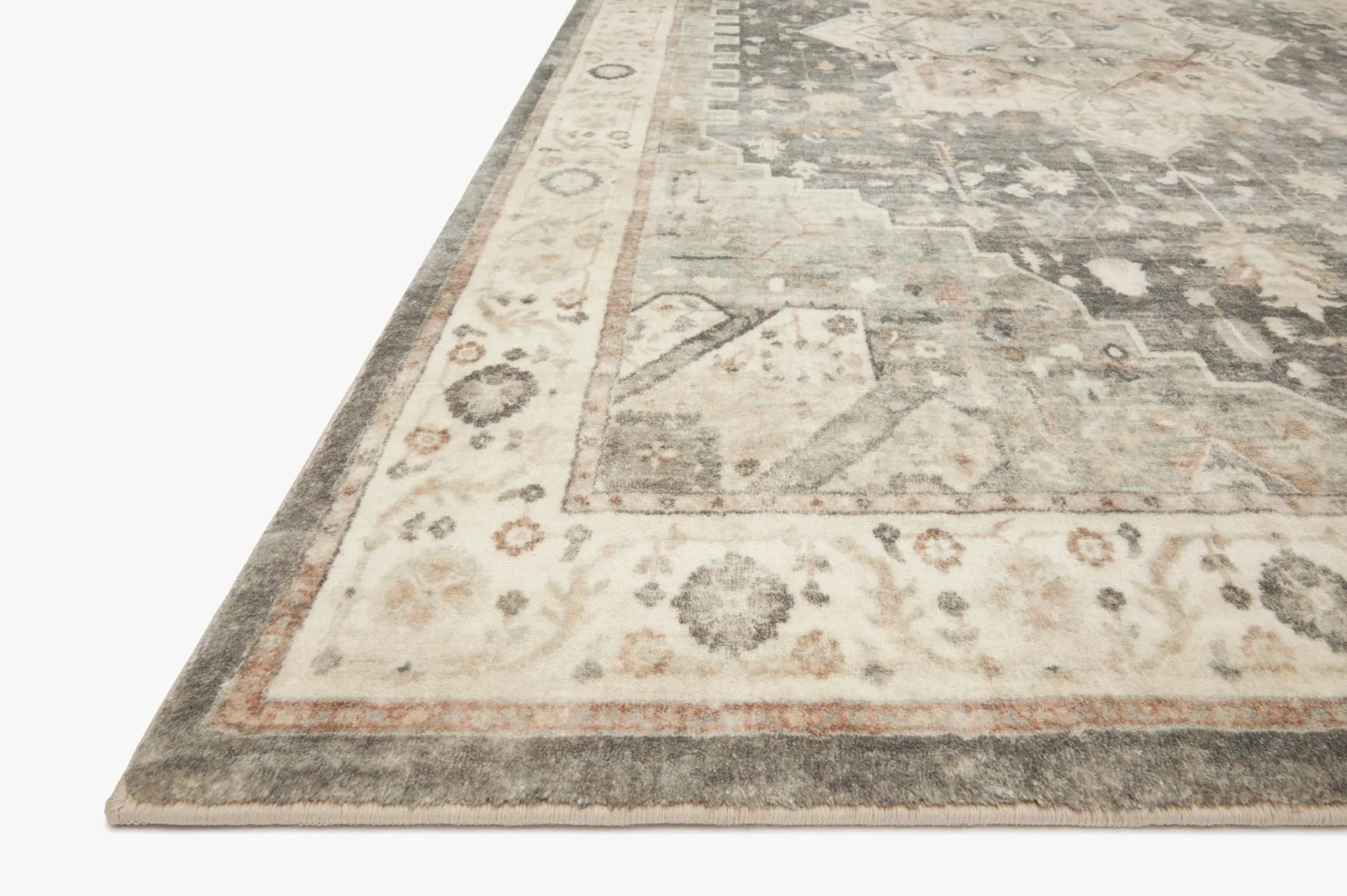 Loloi II Rosette Collection - Traditional Power Loomed Rug in Slate & Ivory (ROS-09)