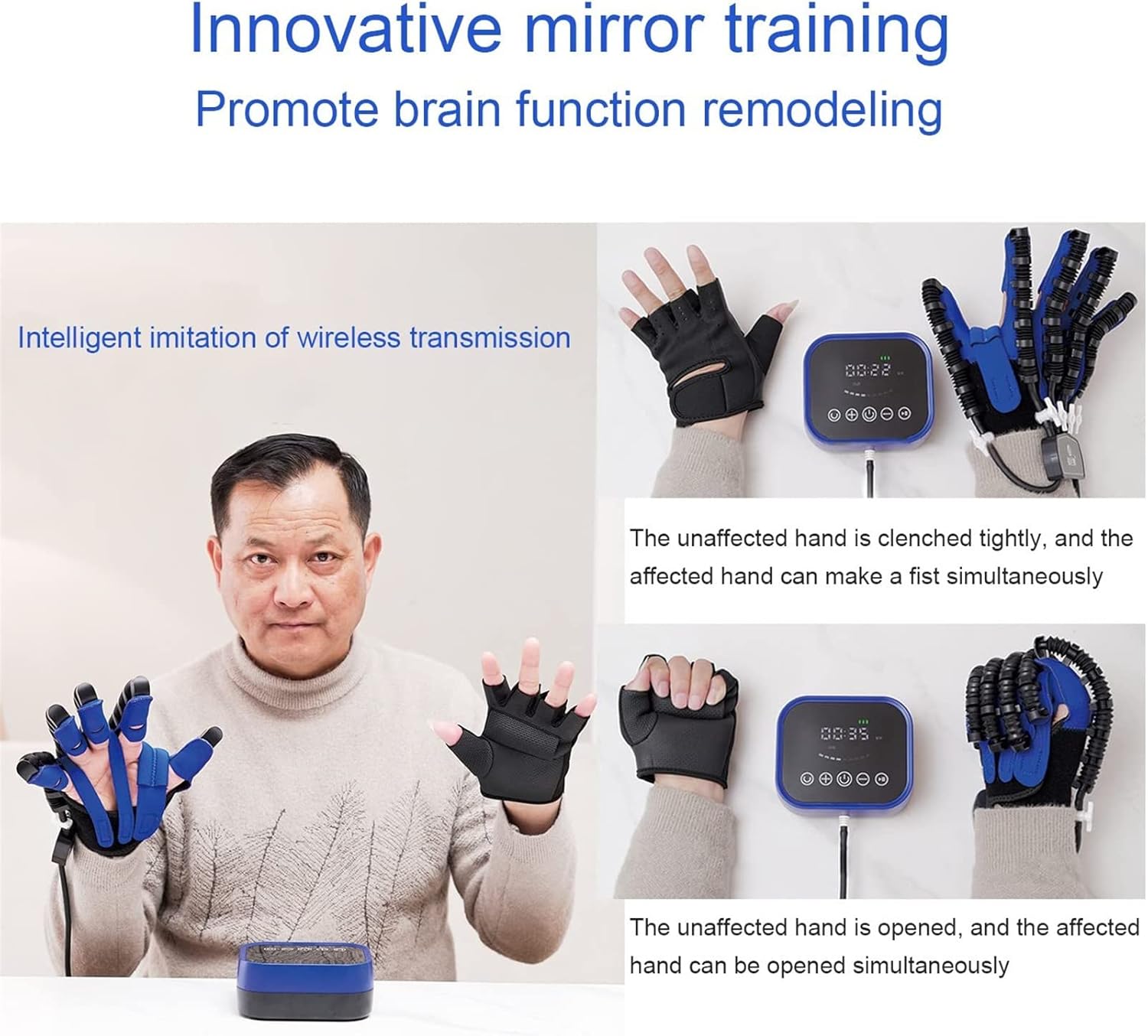 Rehabilitation Robot Gloves, Stroke Hand Splint Assistive Training Equipment, Help Your Fingers Get Back to Good Health(Size:M Code,Color:Left Hand)
