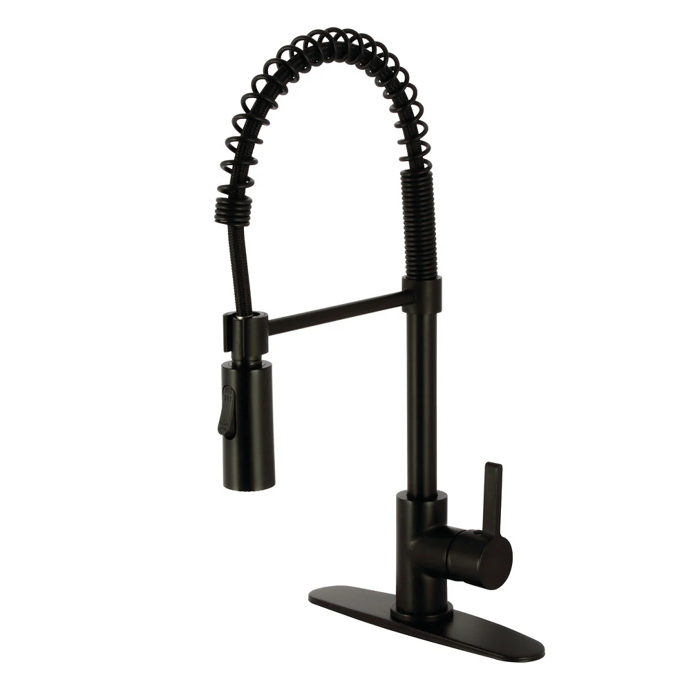 Kingston Brass Gourmetier Continental Single-Handle Deck-Mount Pre-Rinse Kitchen Faucet, Matte Black (LS8770CTL)