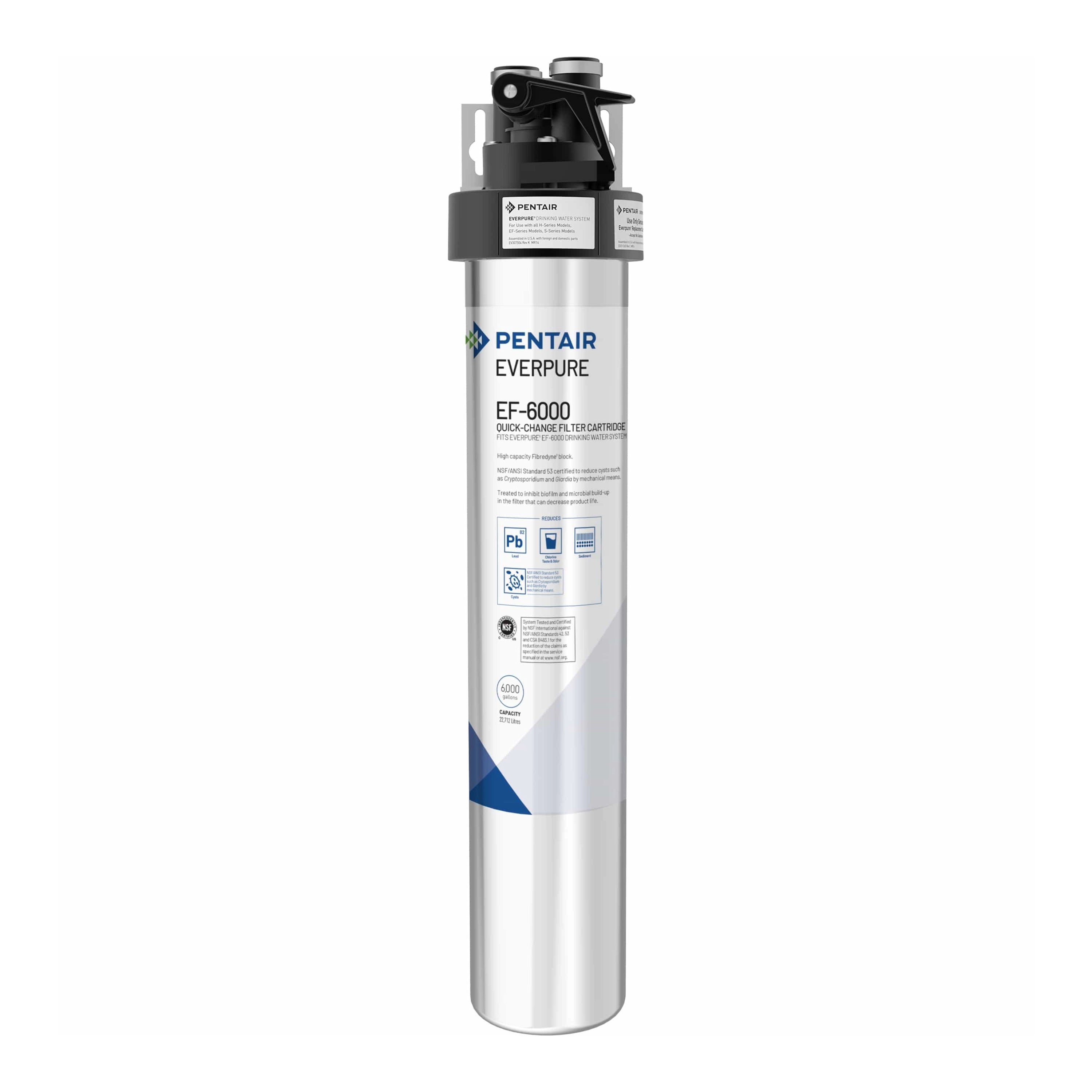Pentair Everpure EF-6000 Full Flow Drinking Water System, Includes Filter Head, Filter Cartridge, All Hardware and Connectors, 6,000 Gallon Capacity, 0.5 Micron (EV985500)