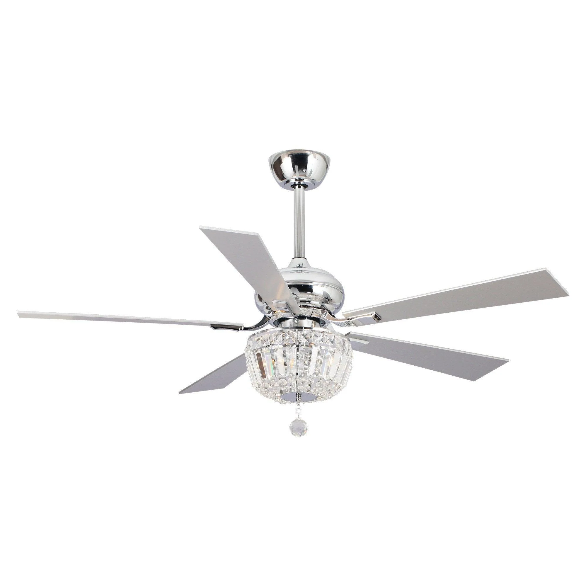 Parrot Uncle 52-Inch Ganga Modern Downrod Mount Reversible Crystal Ceiling Fan with Lighting and Remote Control