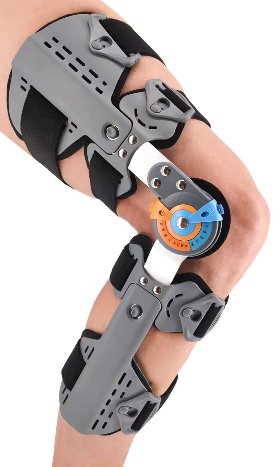 Hinged Knee Brace ROM Post Op Knee Immobilizer Adjustable Knee Immobilizer Support with Side Leg Stabilizers for Men and Women for Meniscus Tear, Arthritis, ACL, PCL, Osteoarthritis, Orthopedic Rehab