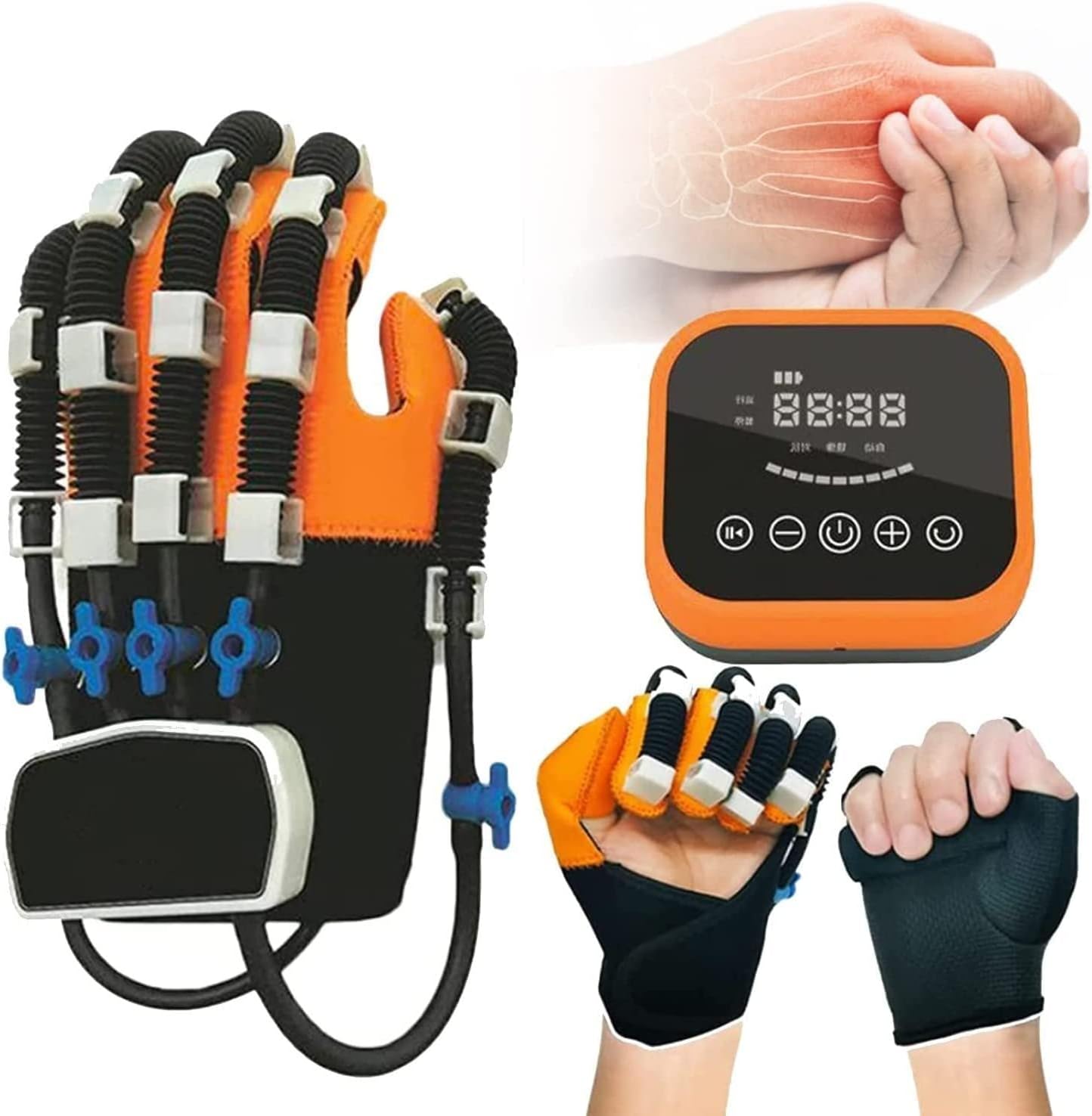 KouRy Self-Training Rehabilitation Robot Gloves, Hand Rehabilitation Device for Stroke Hemiplegia Finger Rehab Training Orthotics Training Intensity Can Be Adjusted (Size : Righthand XL)