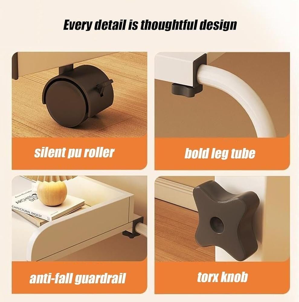 Adjustable Overbed Table with Wheels,Rolling Overbed Swivel Table Mobileoverbedlaptop Table Bed Desk Height/Width Adjustable Food Tray Desk Rolling Medical Tabl