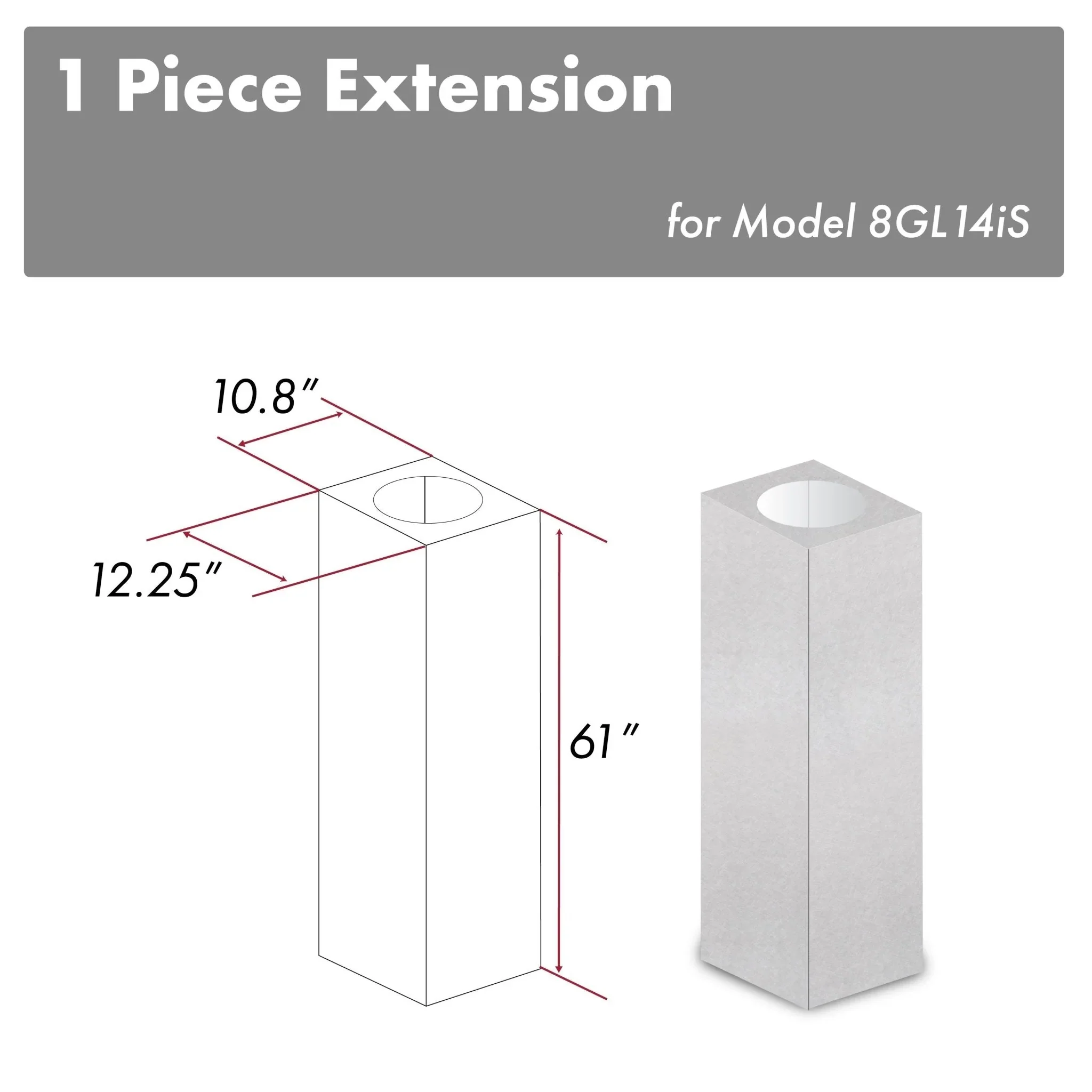 ZLINE 61-Inch Chimney Extension for 12.5 Ft. Ceilings in Satin Stainless Steel (8GL14iS-E)
