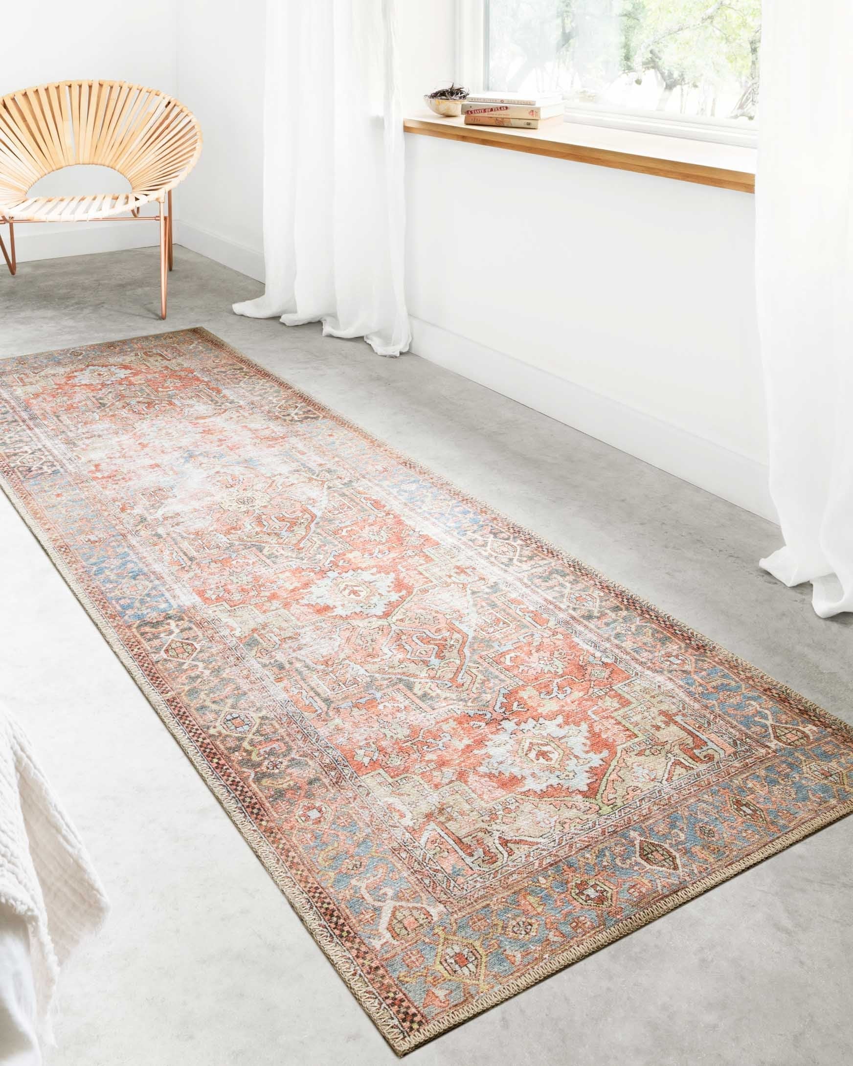 Loloi II Loren Collection - Traditional Power Loomed Rug in Terracotta & Sky (LQ-15)
