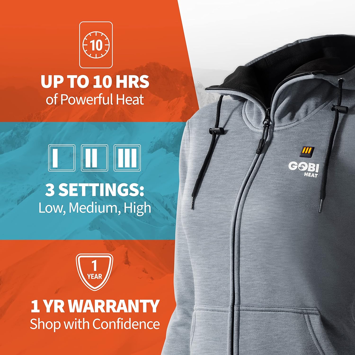Ridge Women's Heated Hoodie - 10 hrs of Heat | With Battery & Charger | Machine Washable