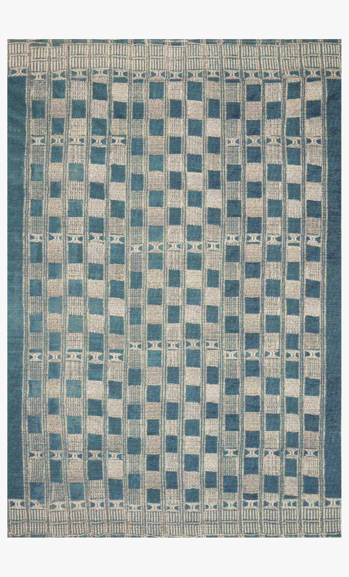 Loloi Mika Collection - Indoor/Outdoor Power Loomed Rug in Blue & Ivory (MIK-08)