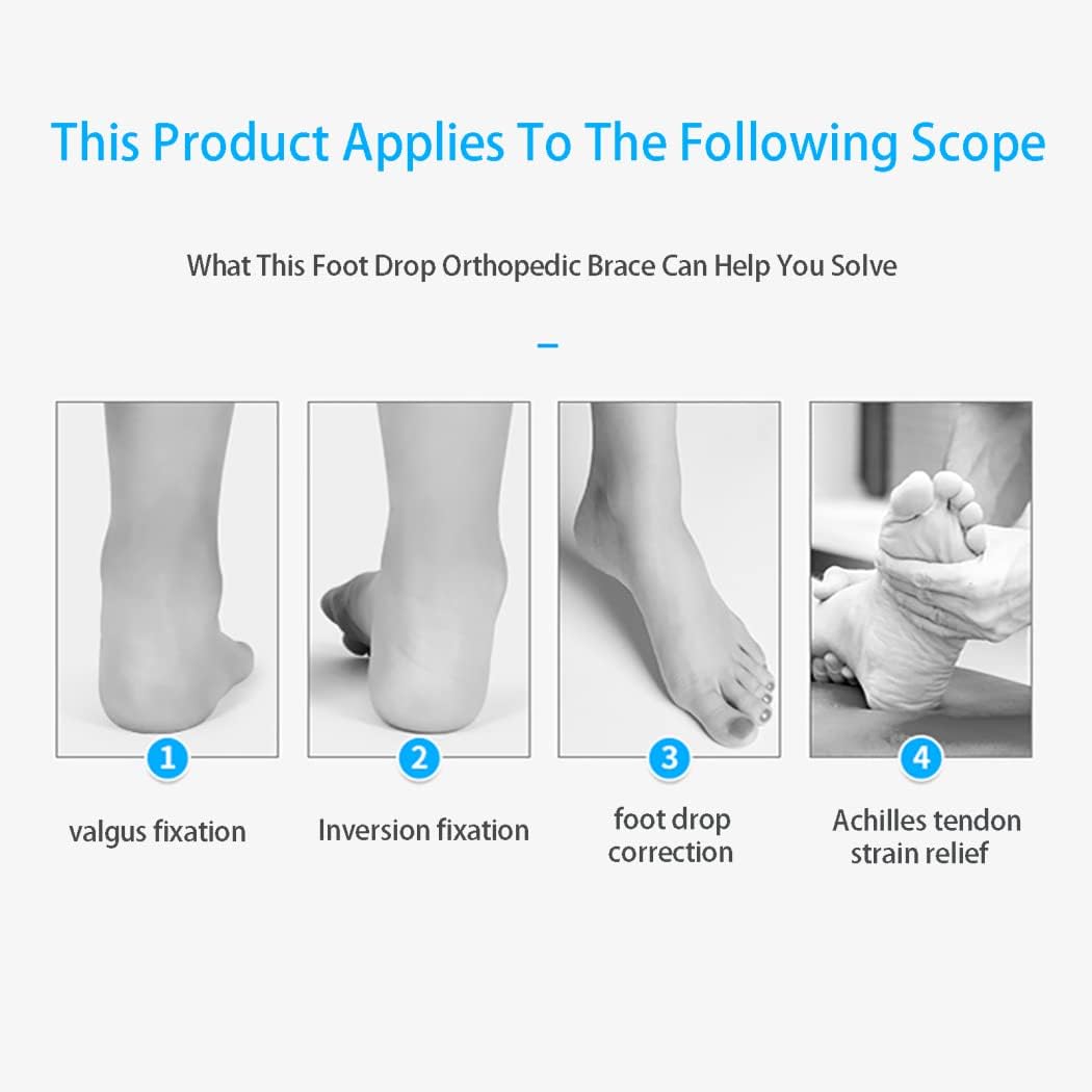 Drop Foot Brace Orthosis Ankle Brace, for Correction of Varus, Valgus, Foot Drop Fixation Walking Footstabilizer (Left, Right),Left,M