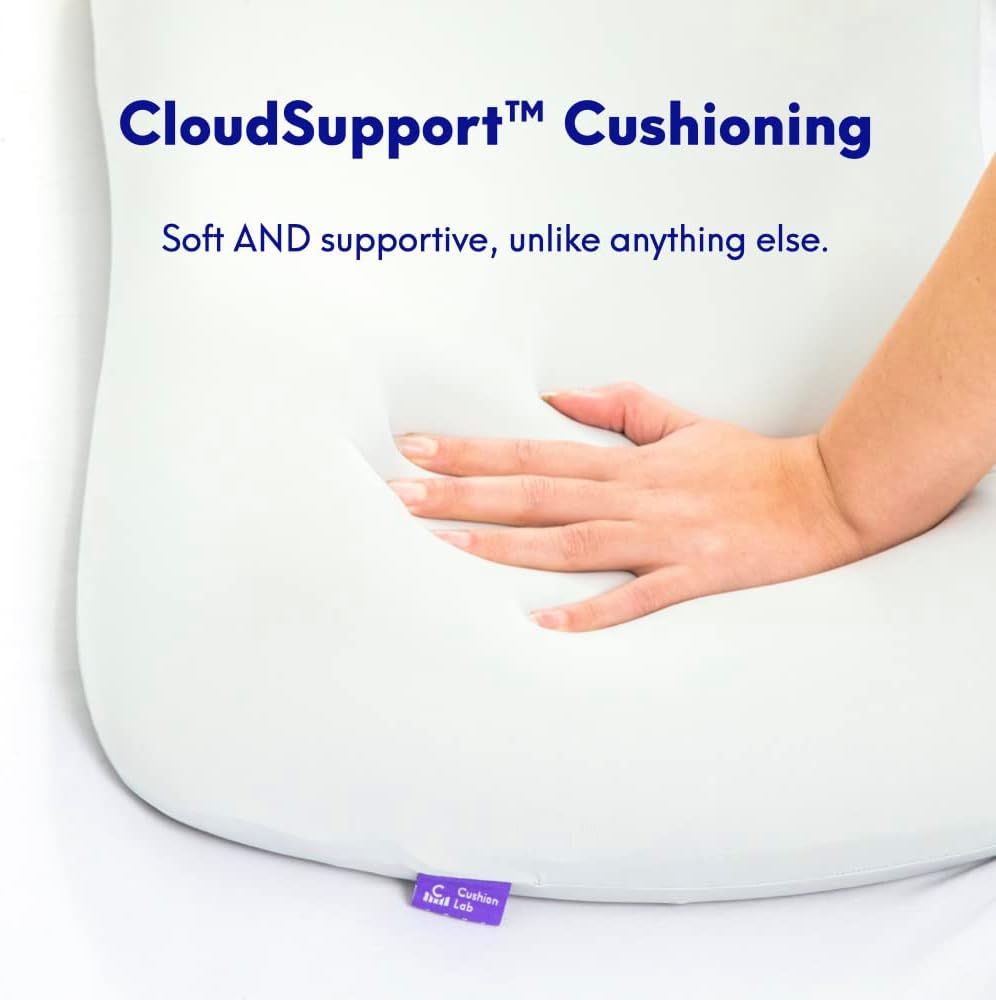 C CUSHION LAB Deep Sleep Pillow, Patented Ergonomic Contour Design for Side & Back Sleepers, Orthopedic Cervical Shape Gently Cradles Head & Provides Neck Support & Shoulder Pain Relief - Calm Grey