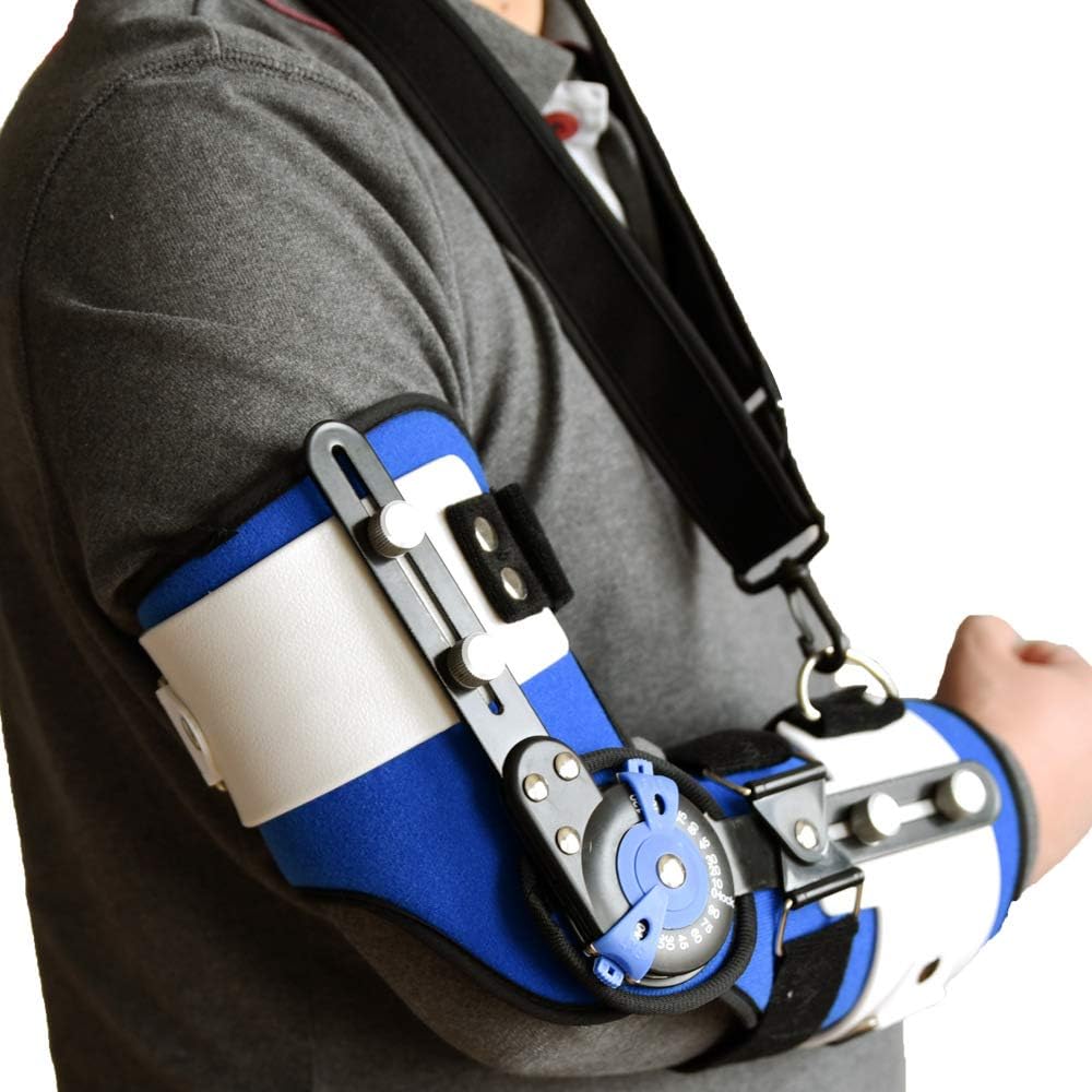 Adjustable Brace Splint Elbow Fracture Immobilizer, Hinged Elbow Brace Cruciate Ligament Sprain, Loose Elbow Joint and Postoperative Fracture,Right (Right-36 cm