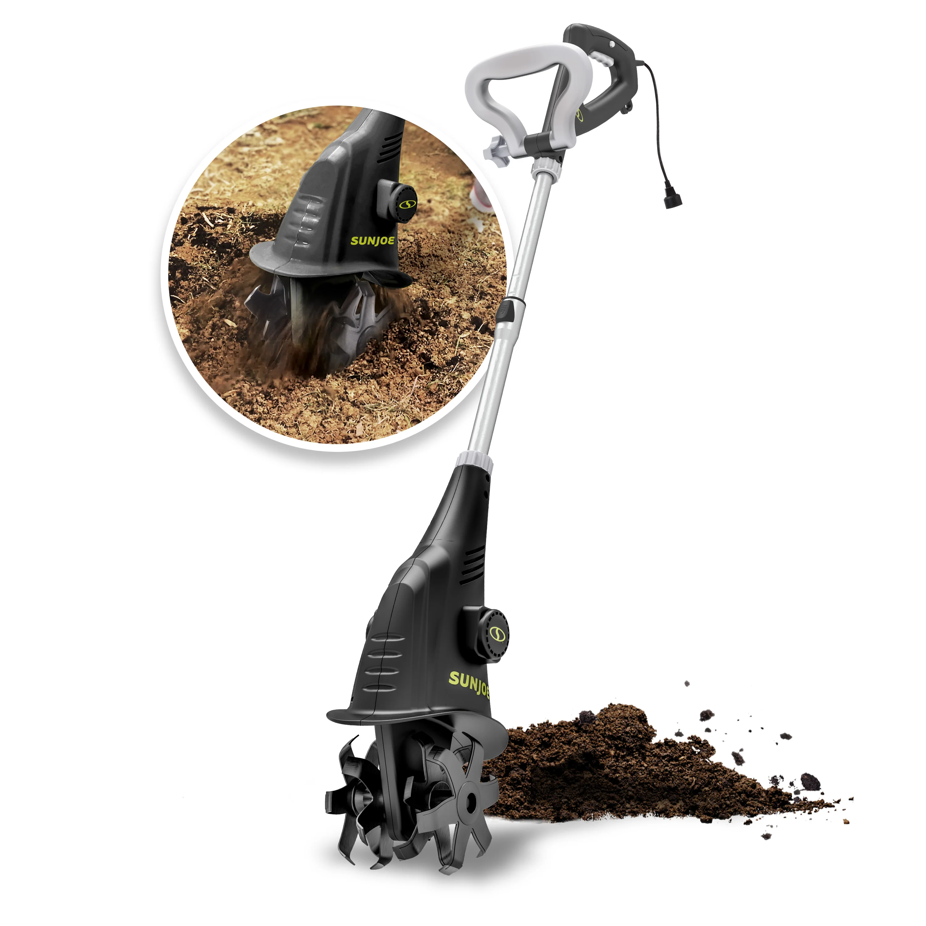 Sun Joe TJ599E Electric Garden Cultivator | 6.3-inch | 2.5-Amp | Adjustable Shaft