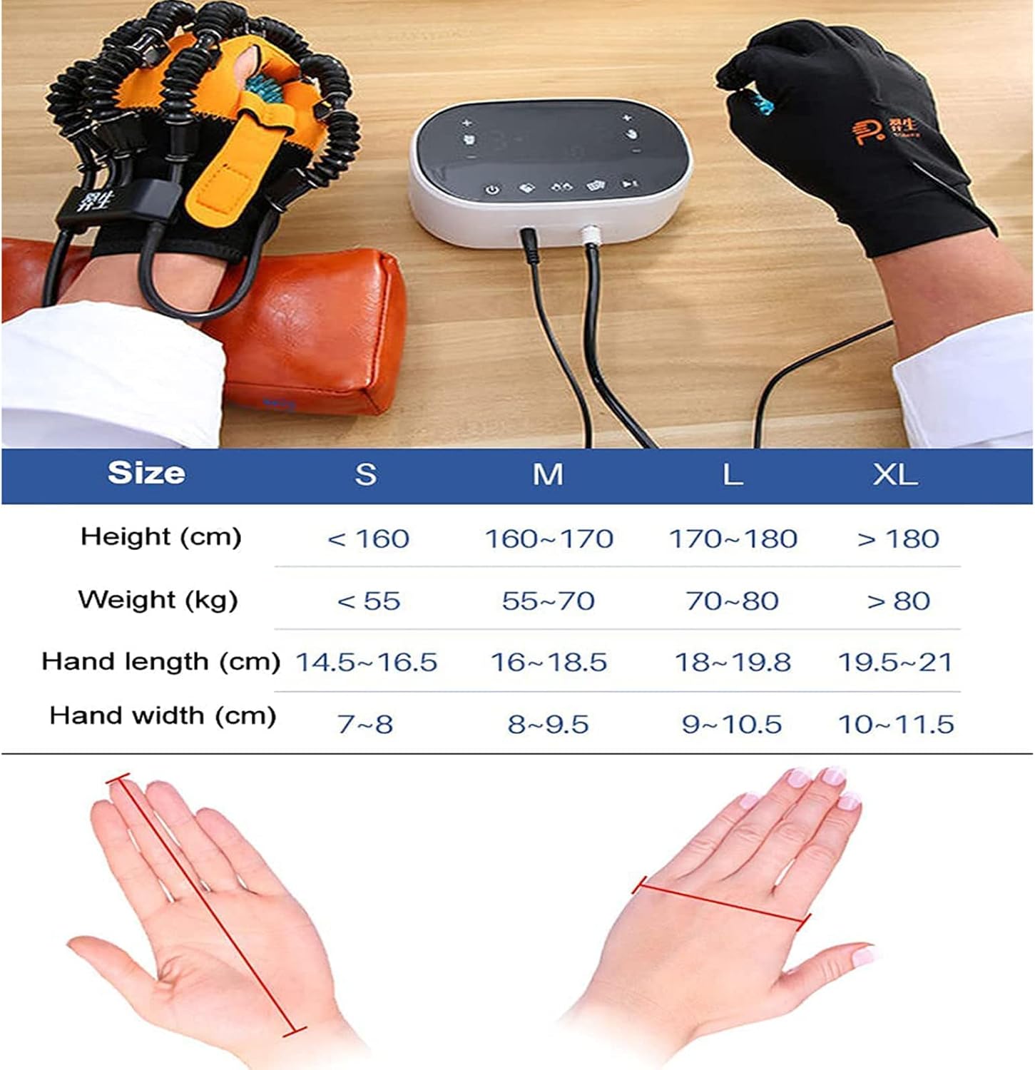 Rehabilitation Robot Glove, Finger Training Rehab Orthotics Rehabilitation Gloves Orthoses Stroke Hand Splint Assistive Gloves Training Equipment,Left,S