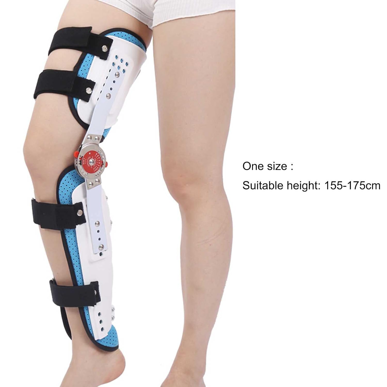 Adult Hinged Leg Knee Brace, Hinged Immobilizer for Ligament Injury, Orthosis Stabilizer Post Op Adjustable Recovery Support for Orthopedic Rehab (Left-One Size