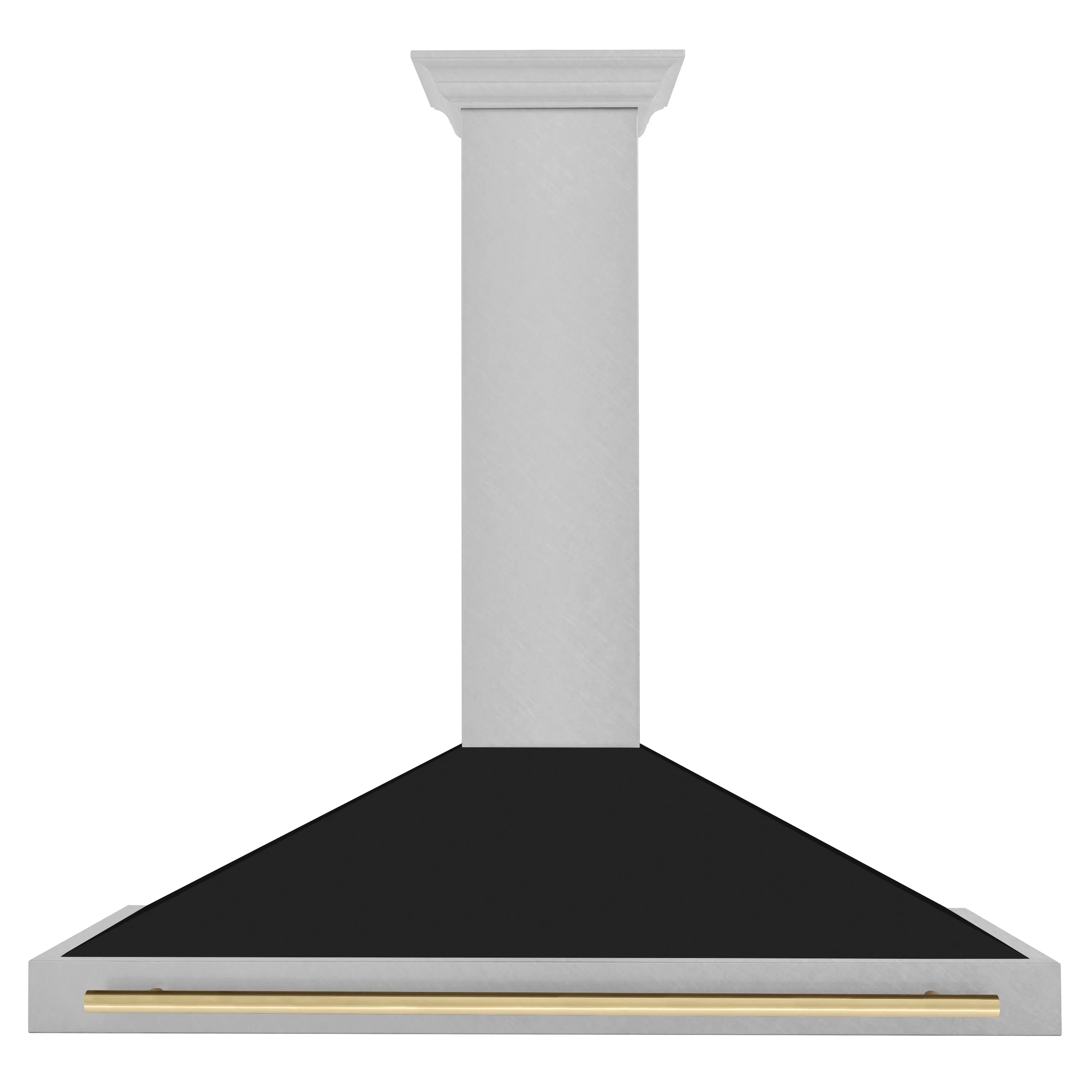 ZLINE Autograph Edition 48-Inch Fingerprint Resistant DuraSnow Stainless Steel Range Hood with Black Matte Shell and Champagne Bronze Handle (KB4SNZ-BLM48-CB)