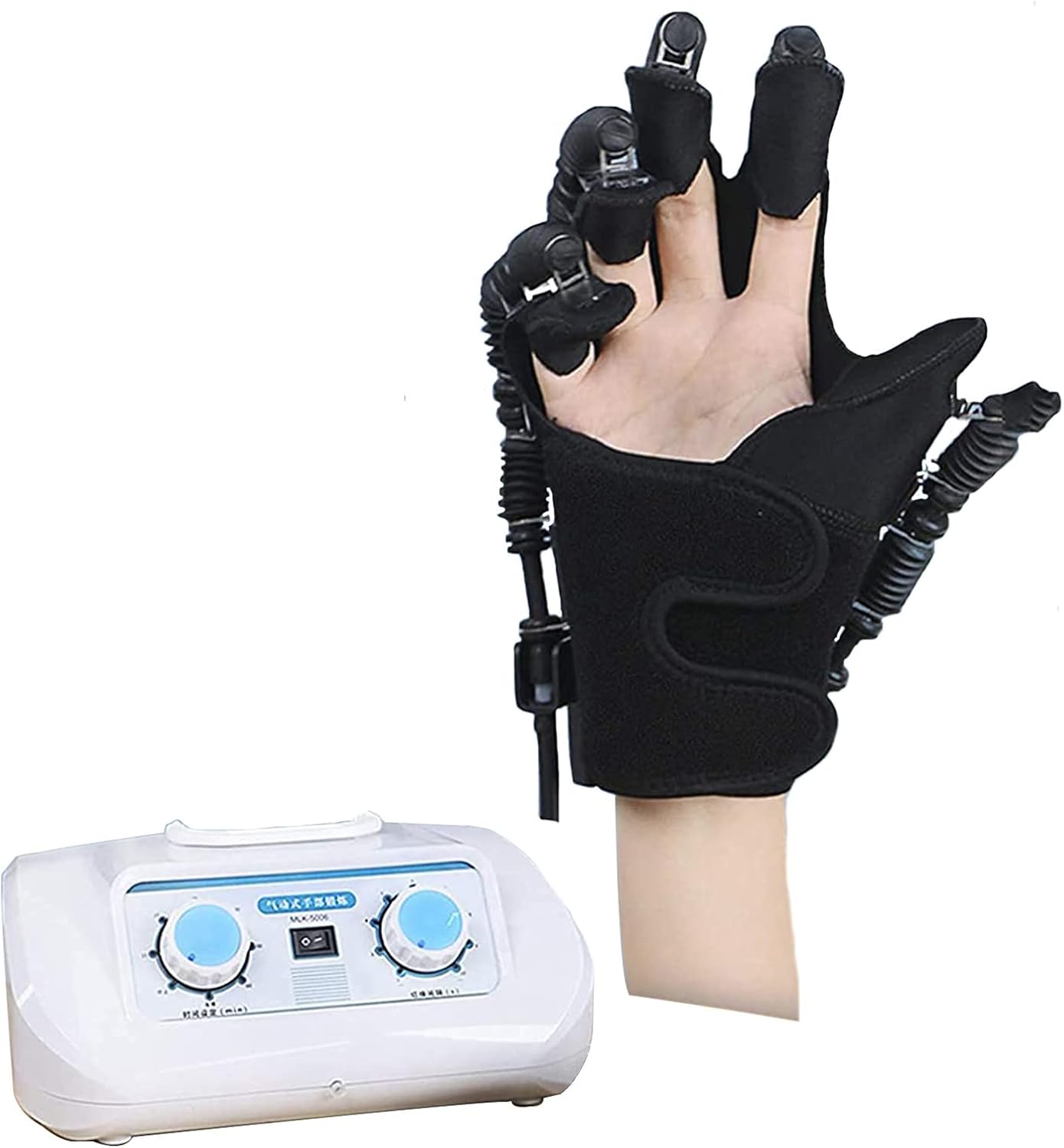 Rehabilitation Robot Gloves Finger Hand Training Device Recovery Equipment, Minimize Spasticity, Stroke Hemiplegia Patients Tendons ExerciseM,Left Hand