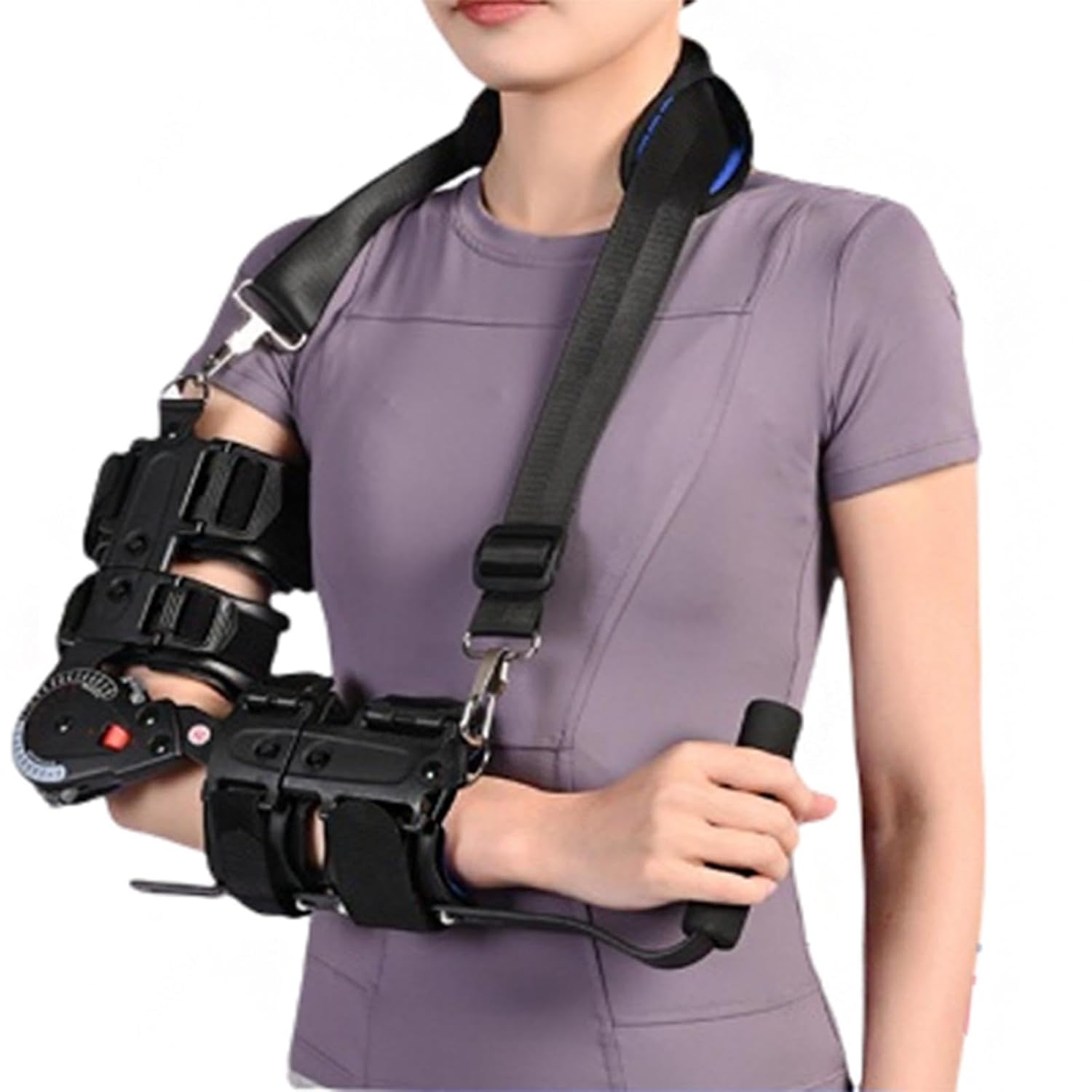 ROM Post Op Hinged Elbow Brace with Strap Sling,Adjustable Elbow Stabilizer Splint Arm Injury Recovery Support After Surgery,Men and Women Sports Surgery Injury Recovery Pa(Right