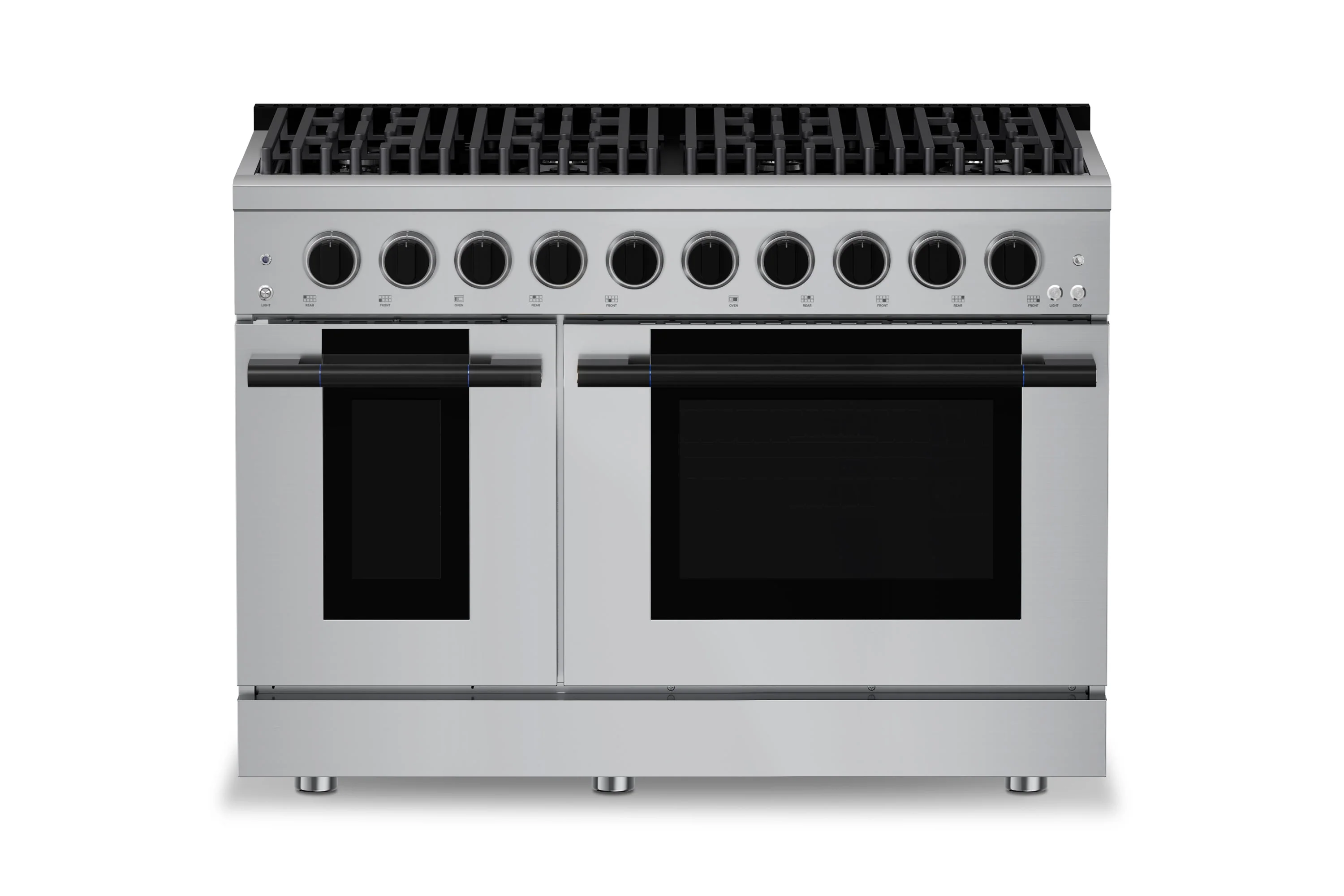 Hauslane HausPro Series 48-Inch Gas or Dual Fuel Range with 8 Burners and Convection Oven in Stainless Steel