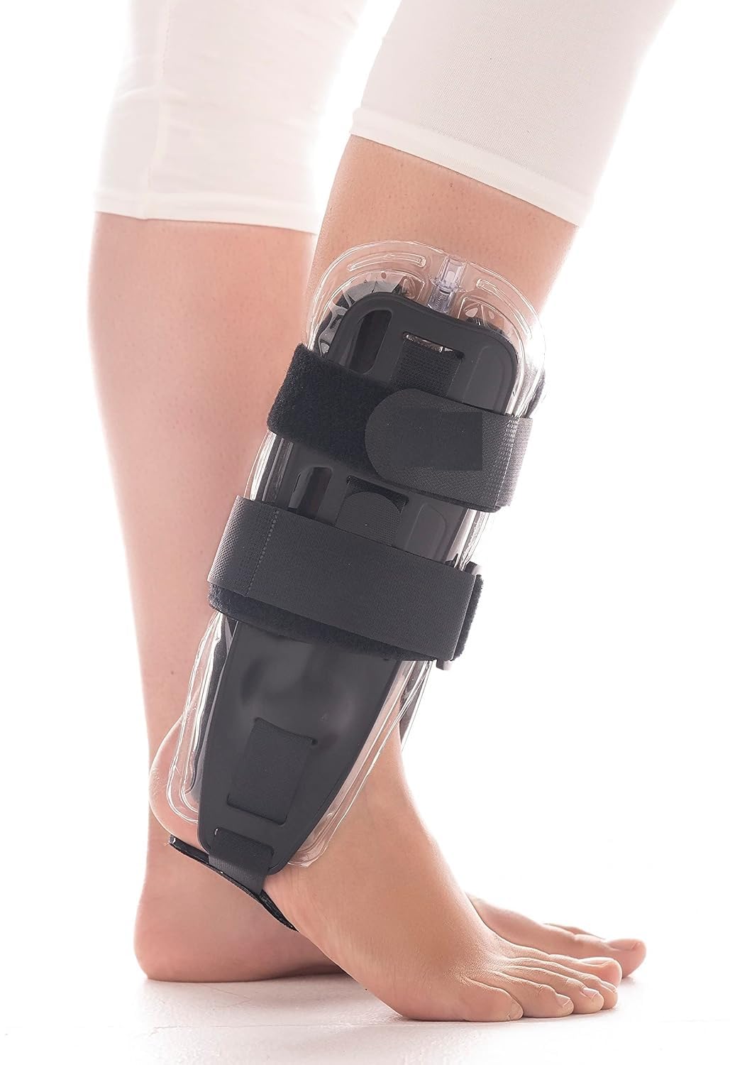 Air Ankle Splint, Orthopedic Brace, Black, Nylon, Universal Size, Adjustable, Pull-on, Back Support, Mobility Aid, 1 Unit
