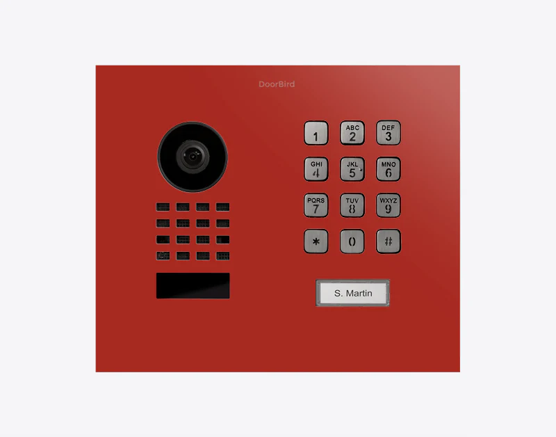 DoorBird D1101KH Modern Flush-Mount IP Video Door Station in Flame Red, RAL 3000