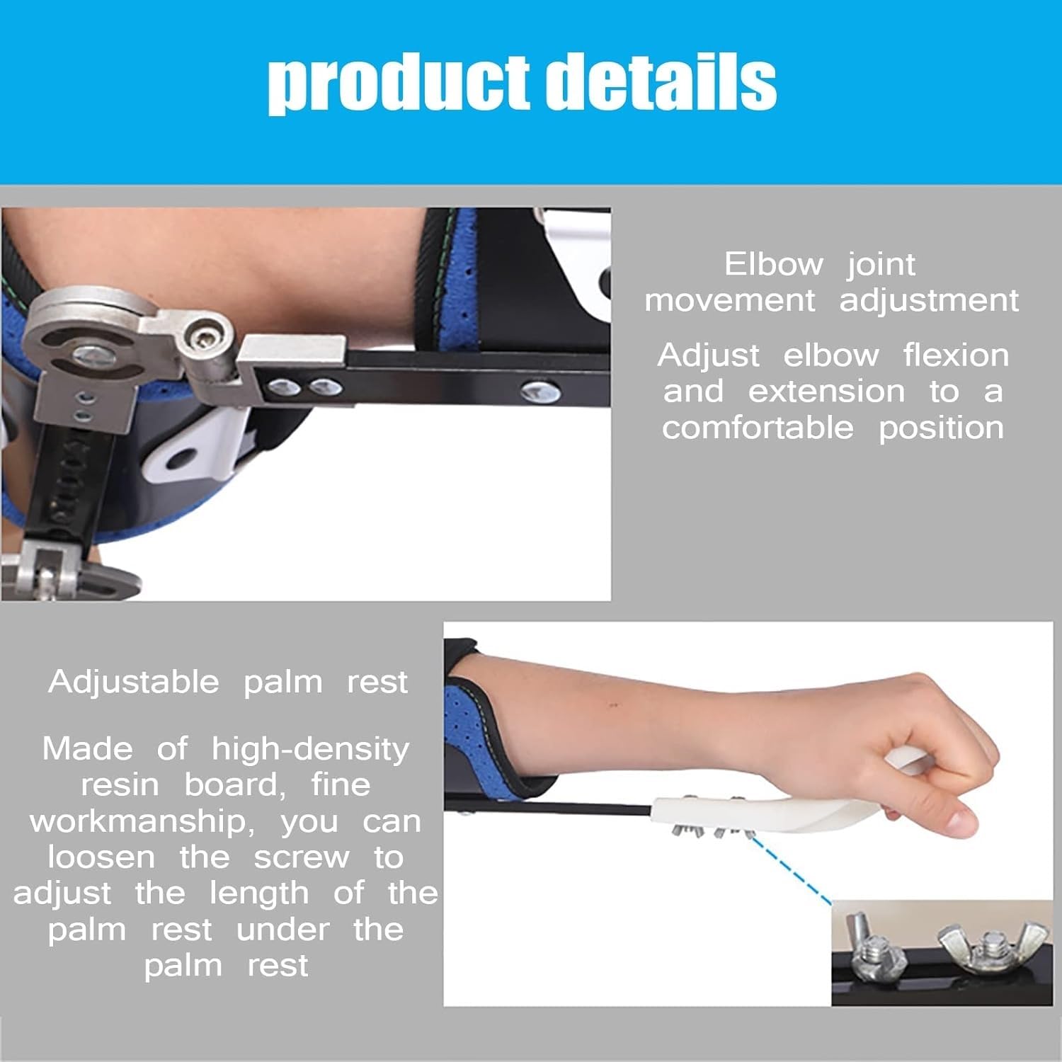 FoRes Shoulder Arm Support Bracket Shoulder Abduction Fixation Brace Adjustable Medical Elbow Support Aluminum Brace With Hand Rest Breathable Liner Elbow Adjustment,57 * 22 * 7cm