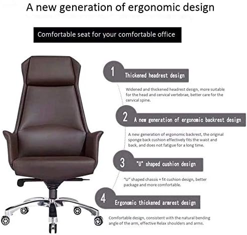 Executive Swivel Adjustable Swivel Office Desk Chair with Armrests Lumbar Support Desk Ergonomic Chair Chair Modern Simple High Back Home Comfort Reclining Manager Chair (Black)