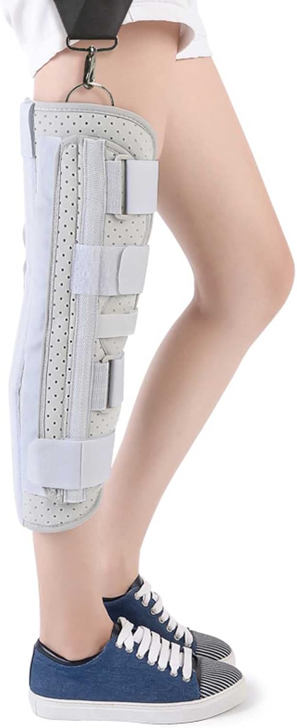 Breathable Adjustable Knee Joint Support Fixed Limit Brace Ligament Meniscus Patella Fracture Splint Rehabilitation Auxiliary,Grey 2-M-Medium
