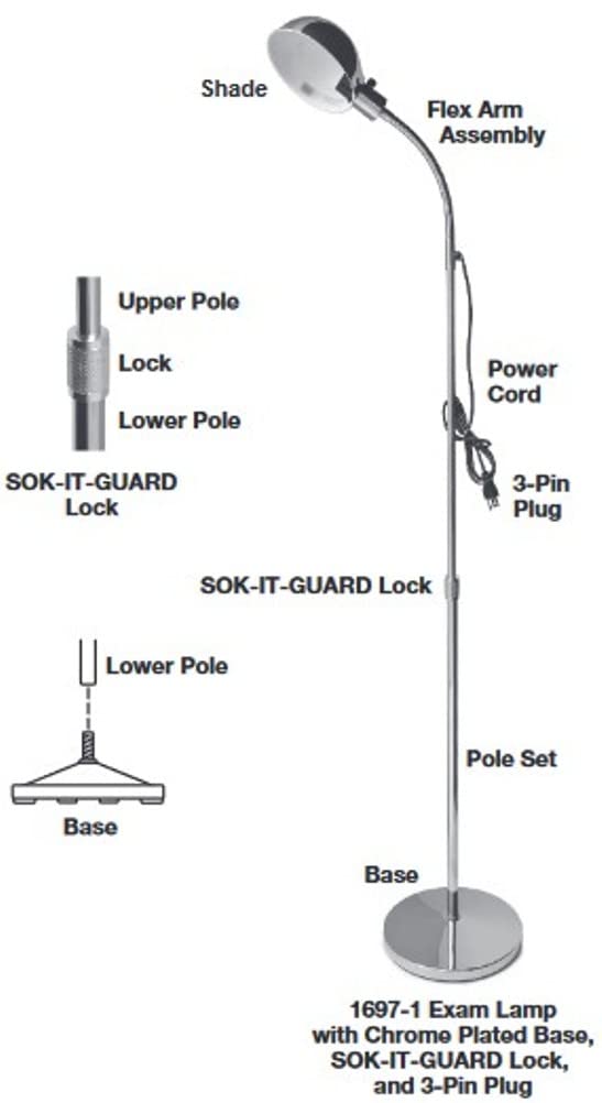 Grafco Medical Exam Lamp – Flexible Gooseneck Light, Adjustable Height, 220V Plug