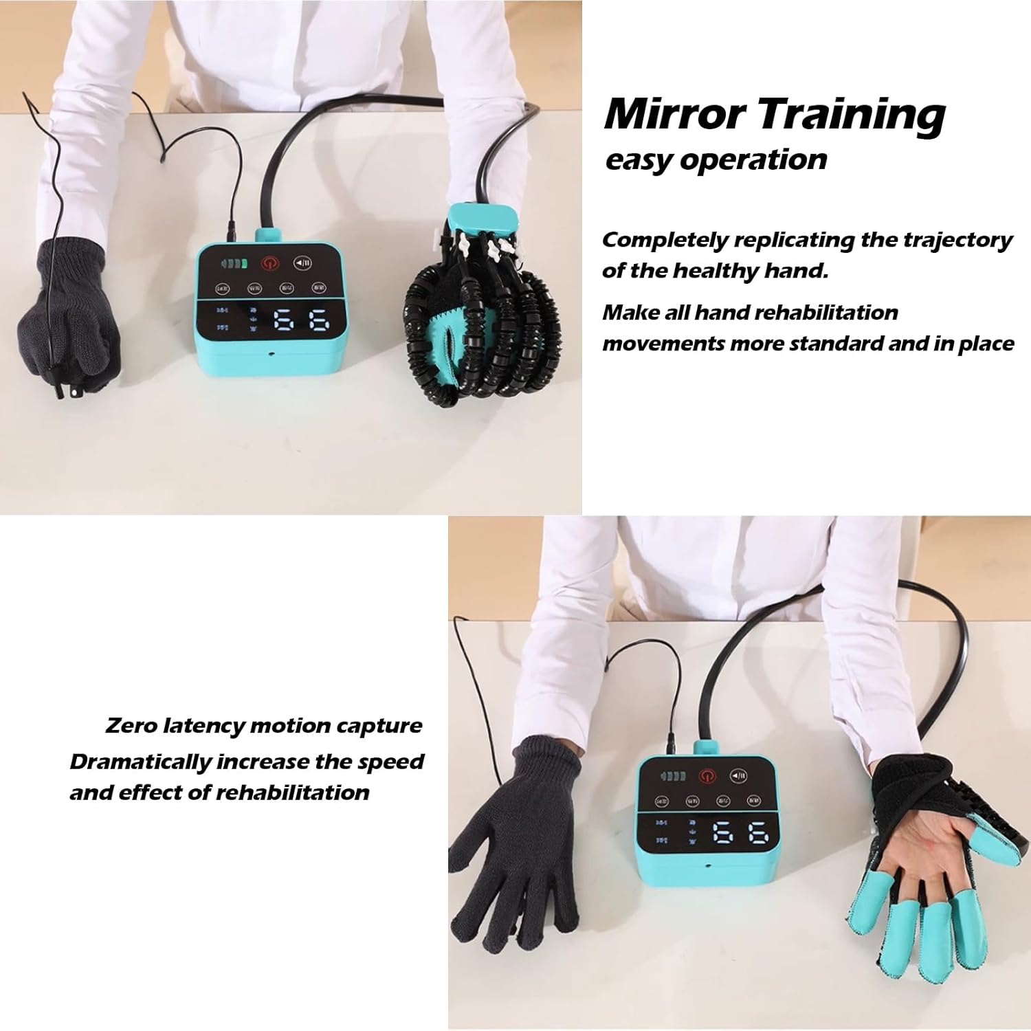 WOLWES Hand Rehabilitation Robot Gloves, Functional Hand Stroke Recovery Equipment For Hand Dysfunction Patients, Stroke Rehabilitation Gloves,Self Training Finger Rehabilitation Device(Left hand,L)