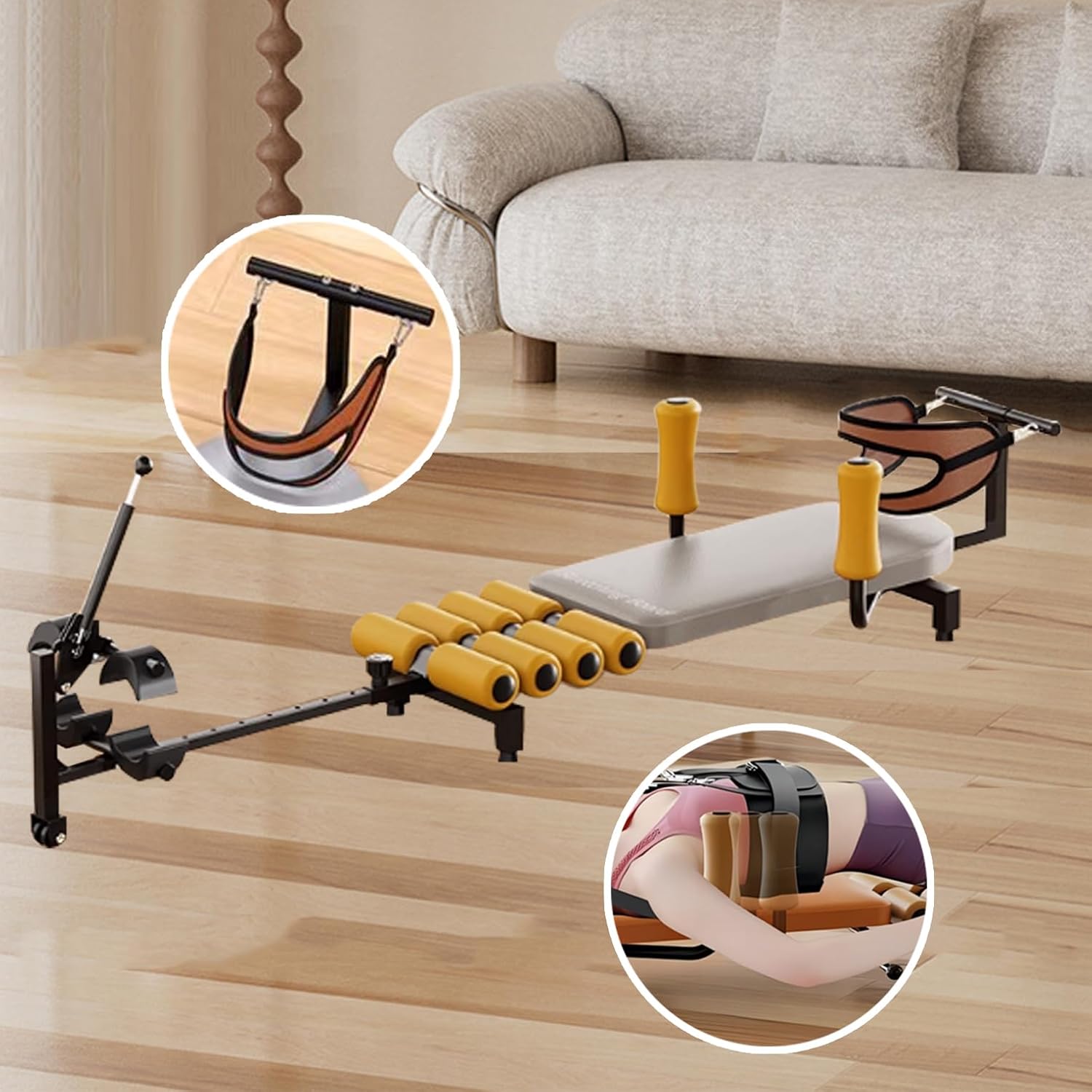 Massage Traction Bed Table, Cervical Lumber Spine Back Stretcher Traction Bed for Tension Relief, Back Decompression- Up to 287 lbs Weight Capacity, Adjustable Length from 55 to 73 inches (Grey)