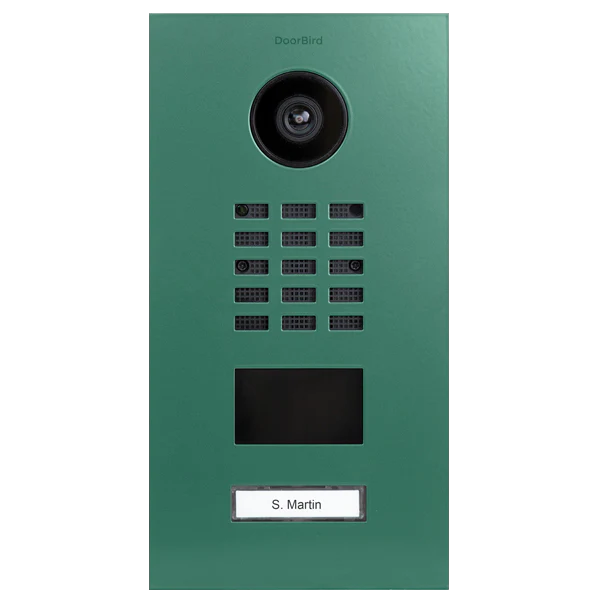 DoorBird D2101V IP Video Door Station, 1 Call Button in Patina Green, RAL 6000